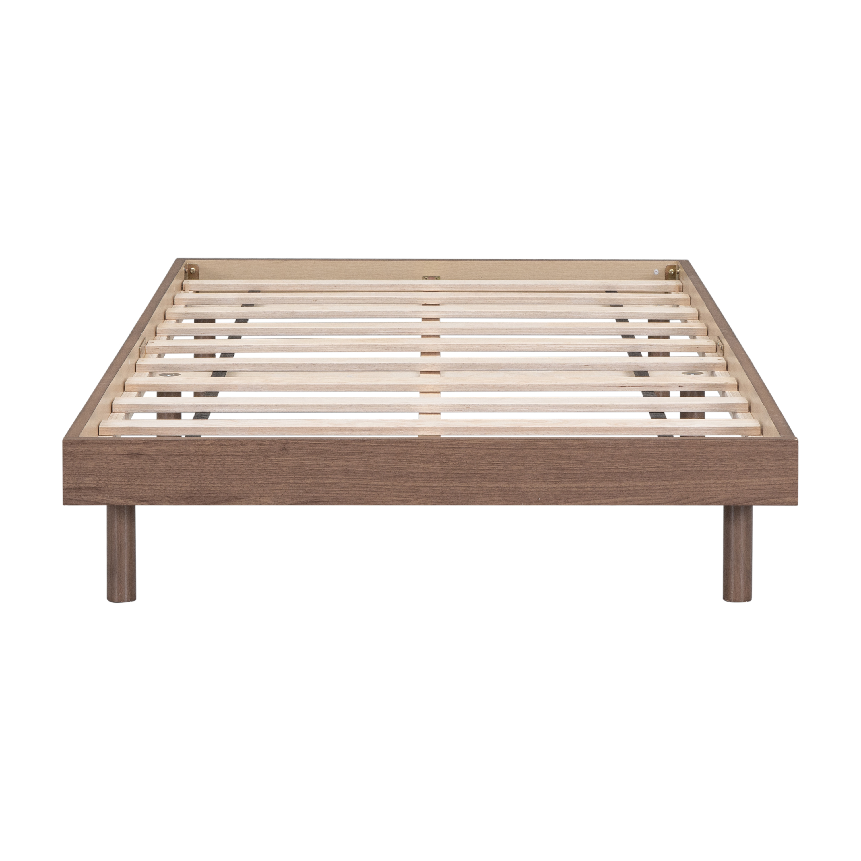 Modern Design Twin Size Floating Platform Bed Frame for Walnut Color