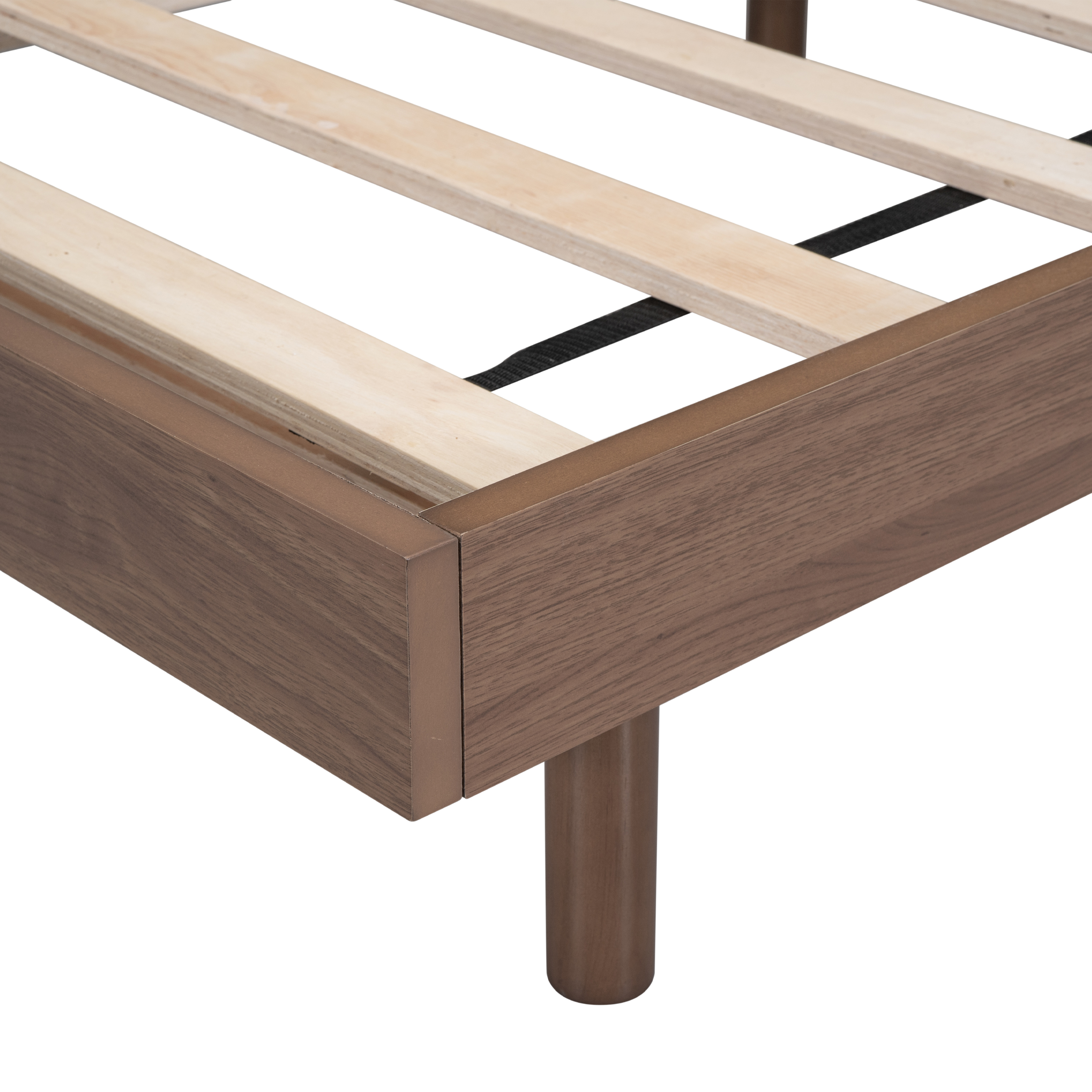 Modern Design Full Floating Platform Bed Frame for Walnut Color