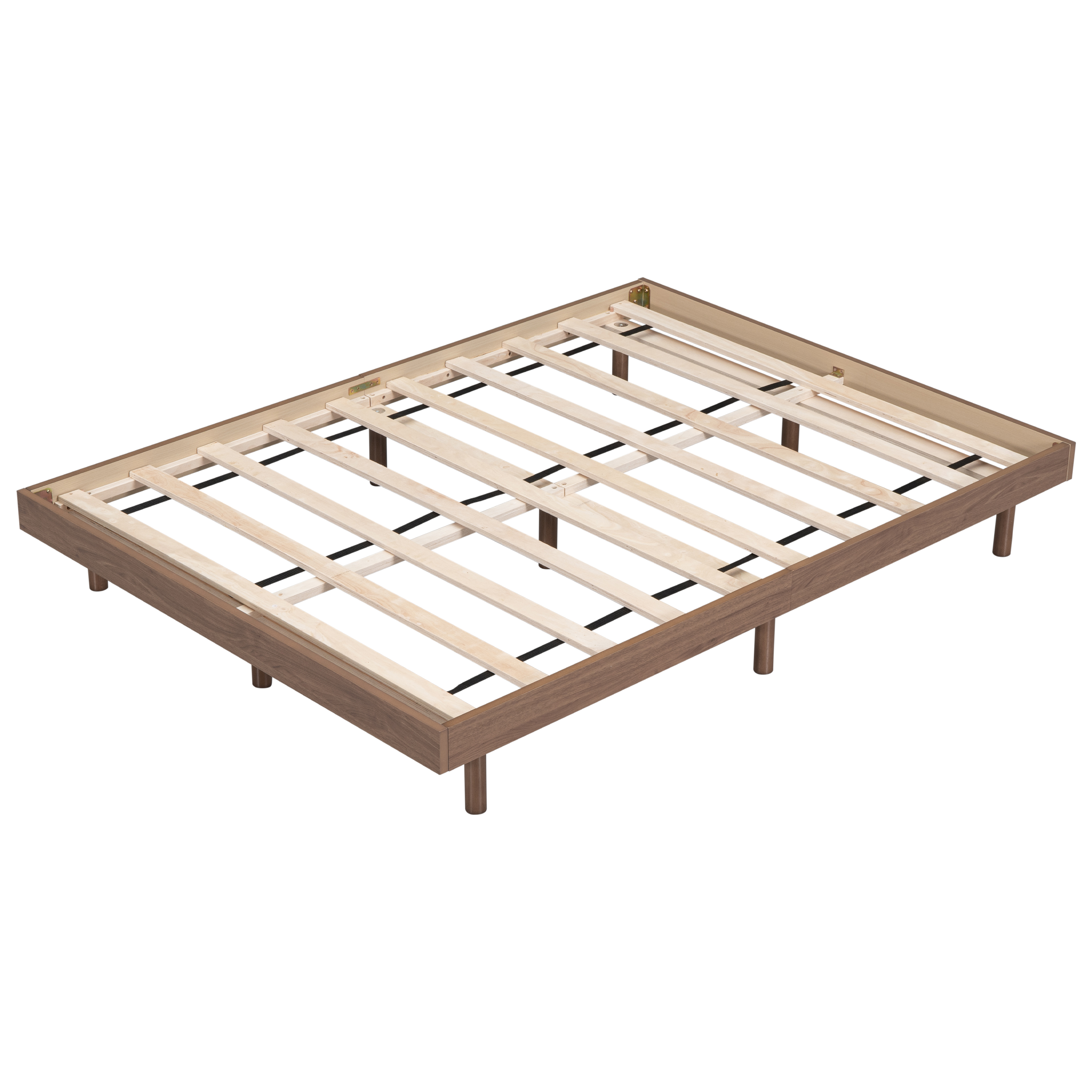 Modern Design Full Floating Platform Bed Frame for Walnut Color