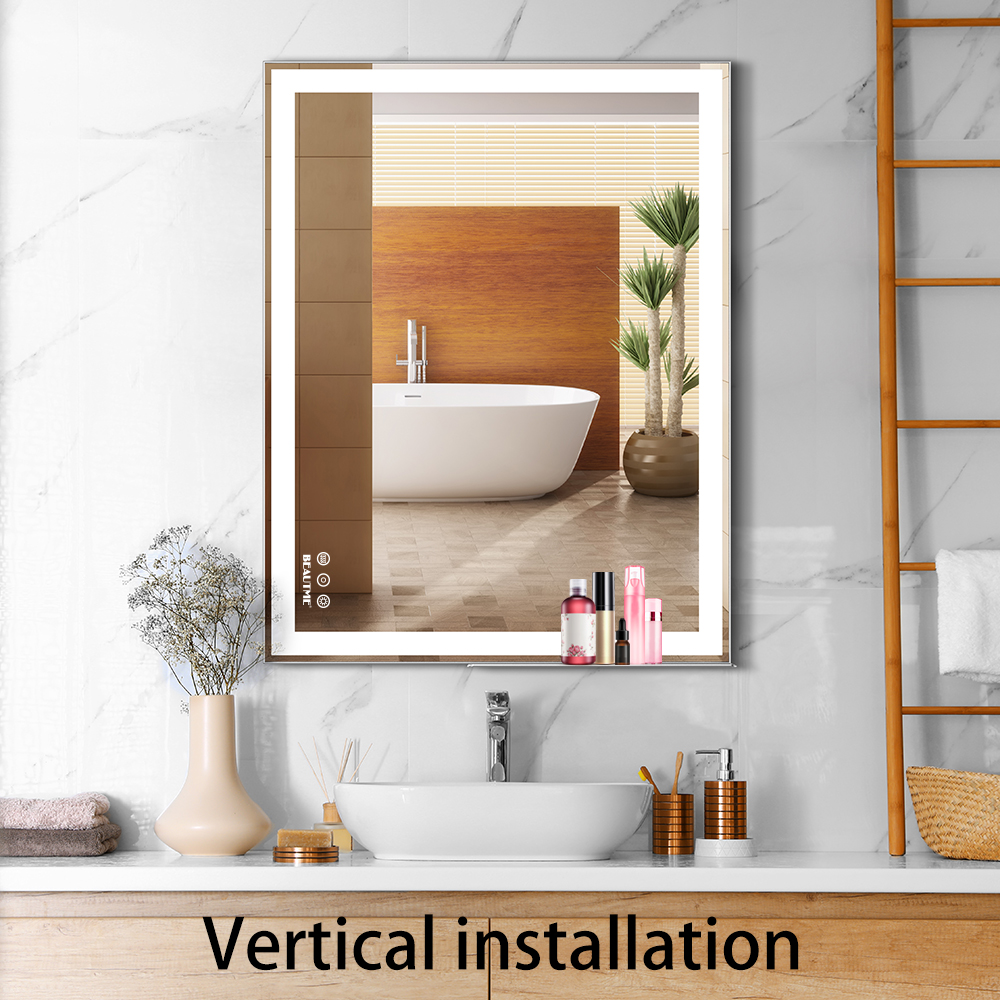 30x36 inch LED Bathroom Vanity Mirror Wall Mounted Adjustable White/Warm/Natural Lights Anti-Fog Touch Switch with Memory Modern Smart Large Bathroom Mirrors