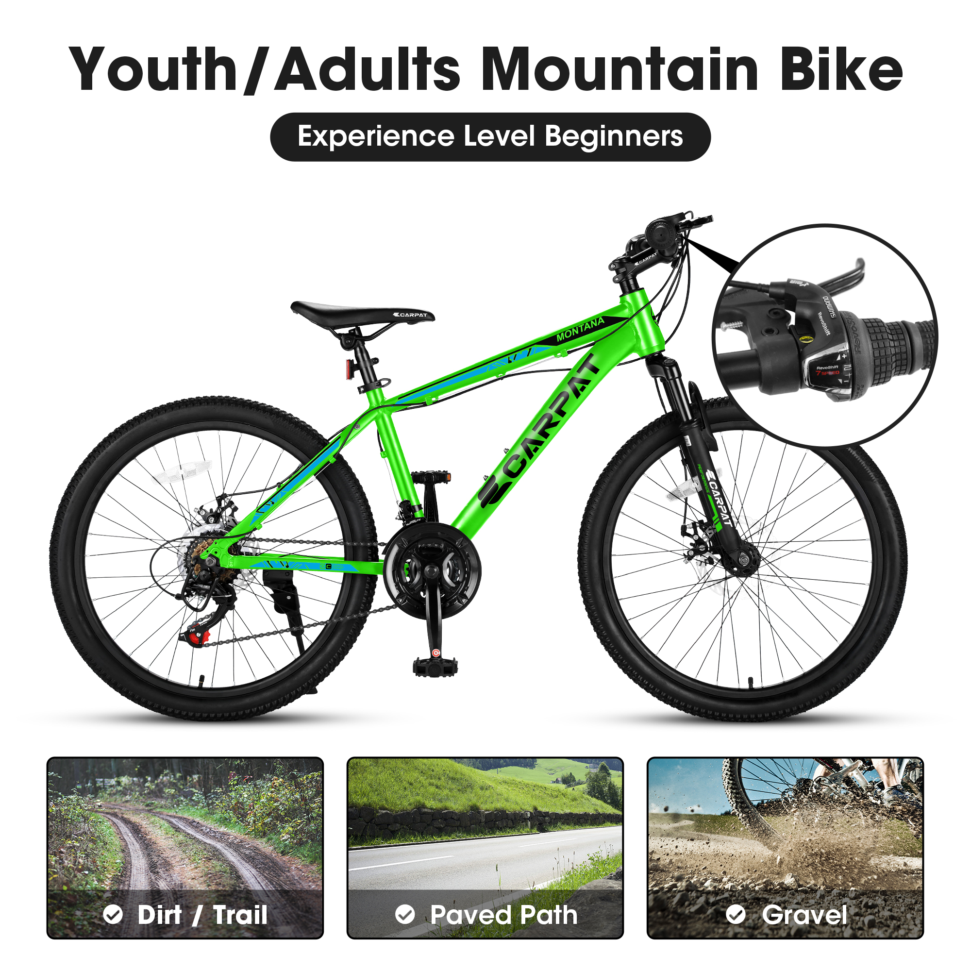 A24299  24 inch Mountain Bike Bicycle for Adults Aluminium Frame Bike Shimano 21-Speed with Disc Brake