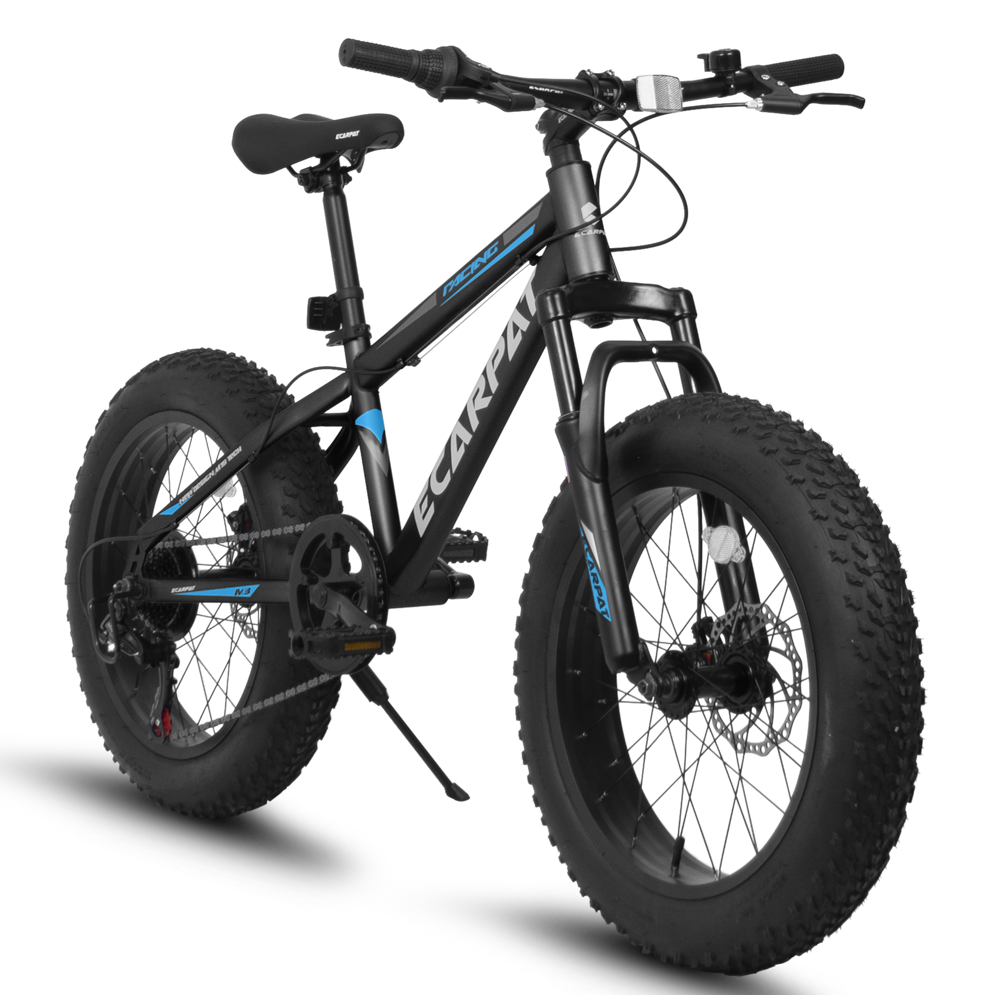 A20316 20 inch Fat Tire Bike Adult/Teen Full Shimano 7 Speed Mountain Bike, Dual Disc Brakes, High Carbon Steel Frame, Front Suspension, Mountain Dirt Bike, City Commuter City Bike, Fat Tire Bike