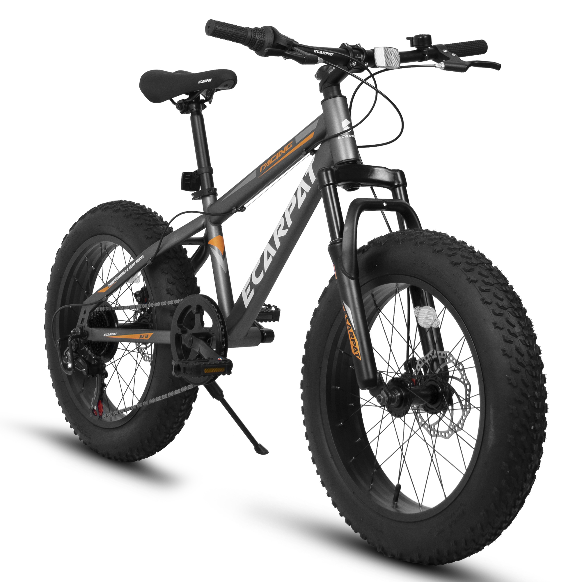 A20316 20 inch Fat Tire Bike Adult/Teen Full Shimano 7 Speed Mountain Bike, Dual Disc Brakes, High Carbon Steel Frame, Front Suspension, Mountain Dirt Bike, City Commuter City Bike, Fat Tire Bike