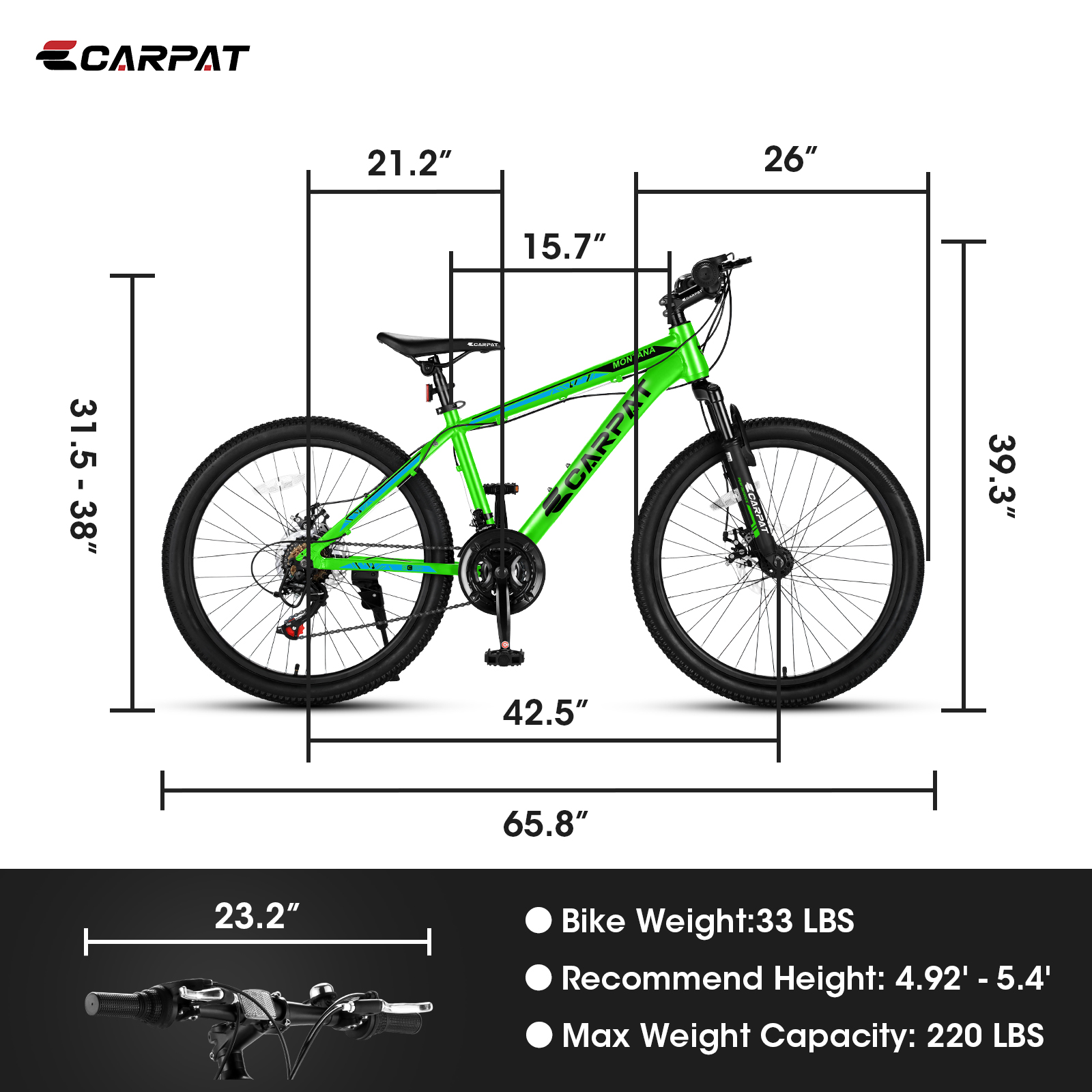 A24299  24 inch Mountain Bike Bicycle for Adults Aluminium Frame Bike Shimano 21-Speed with Disc Brake