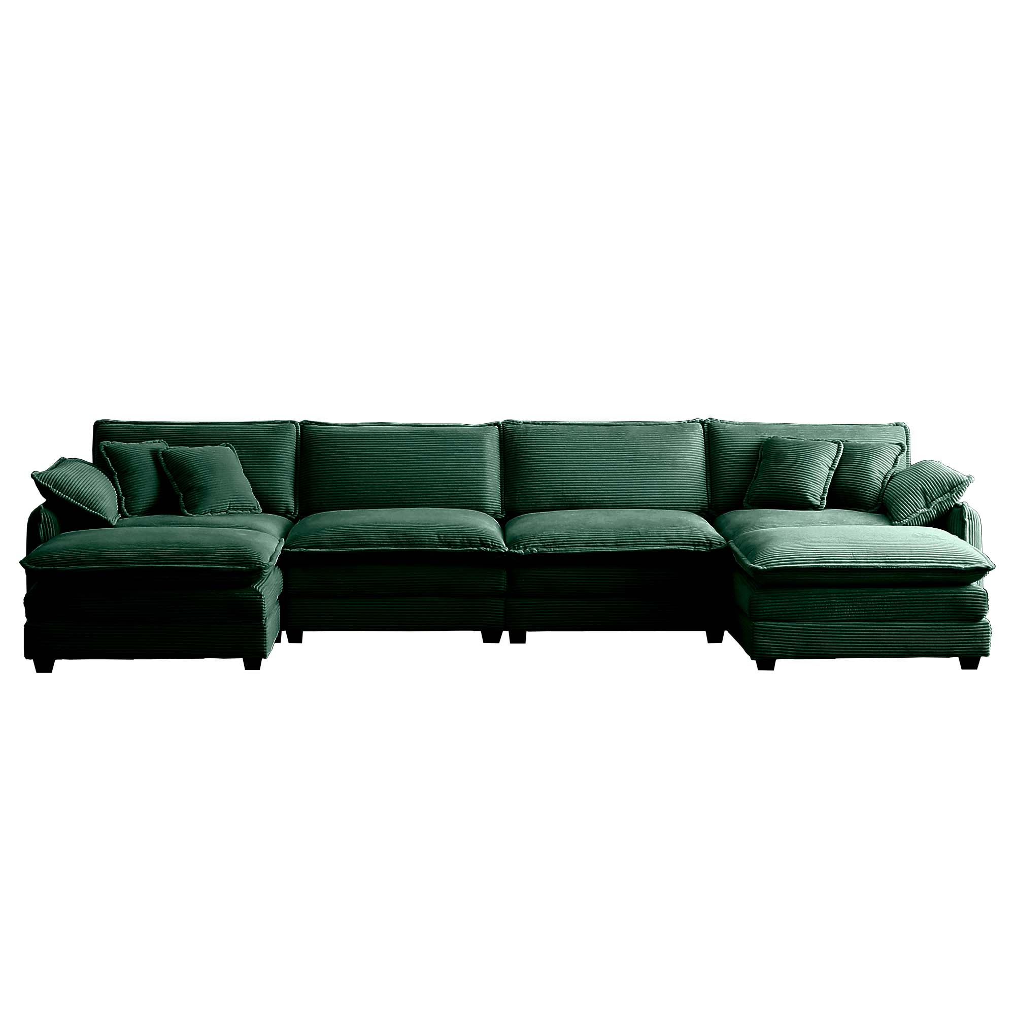 Over size U Shape Corduroy Sofa , Modern Upholstered 4 Seater Sofa with 2  Ottomans,  Premium Soft Corduroy Fabric Sofa