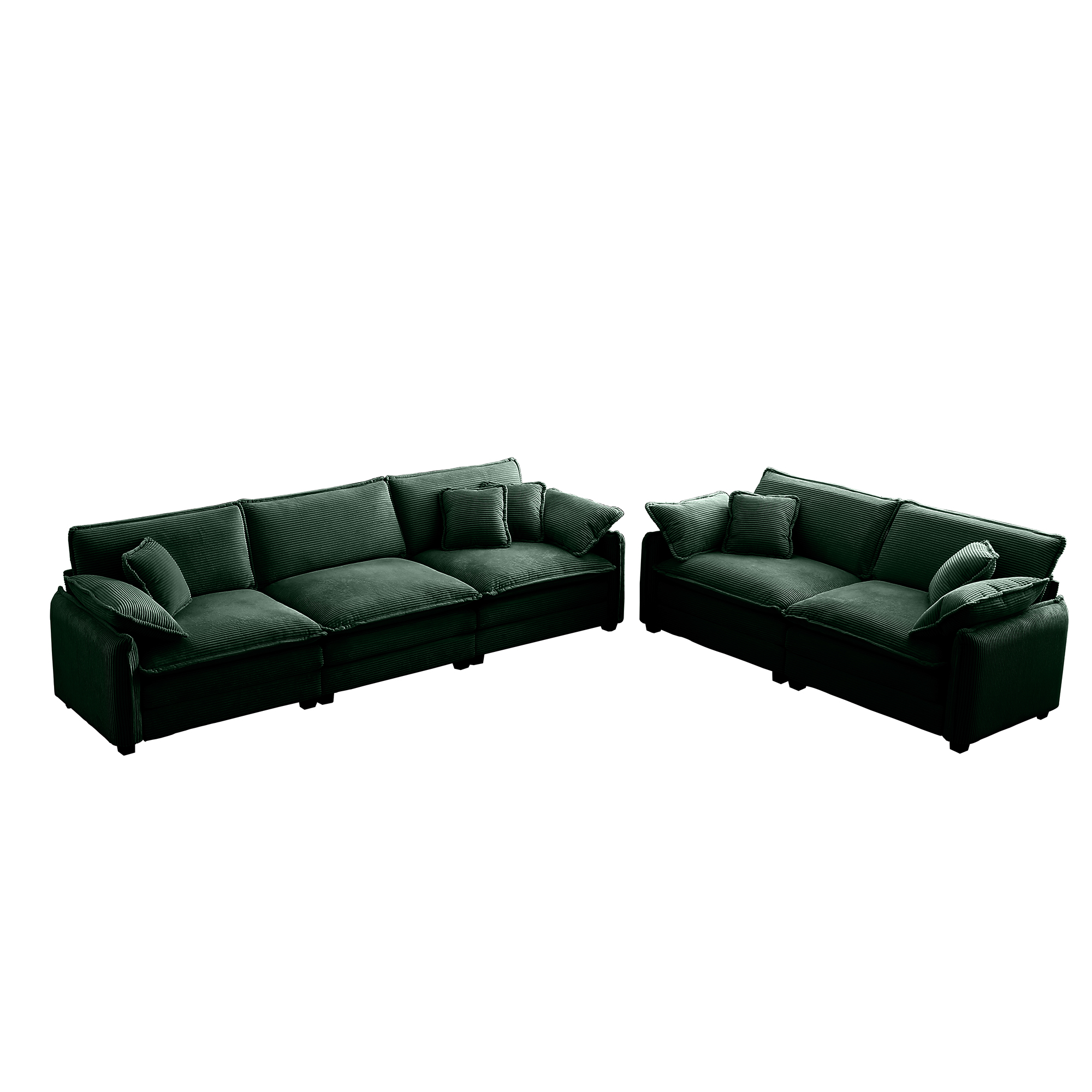 Family sofa set Deep Seat Sofa, Warm Sofa for Home Cinema and Living Room, One 2-Seater Sofa and One 3-Seater Sofa,Green Corduroy