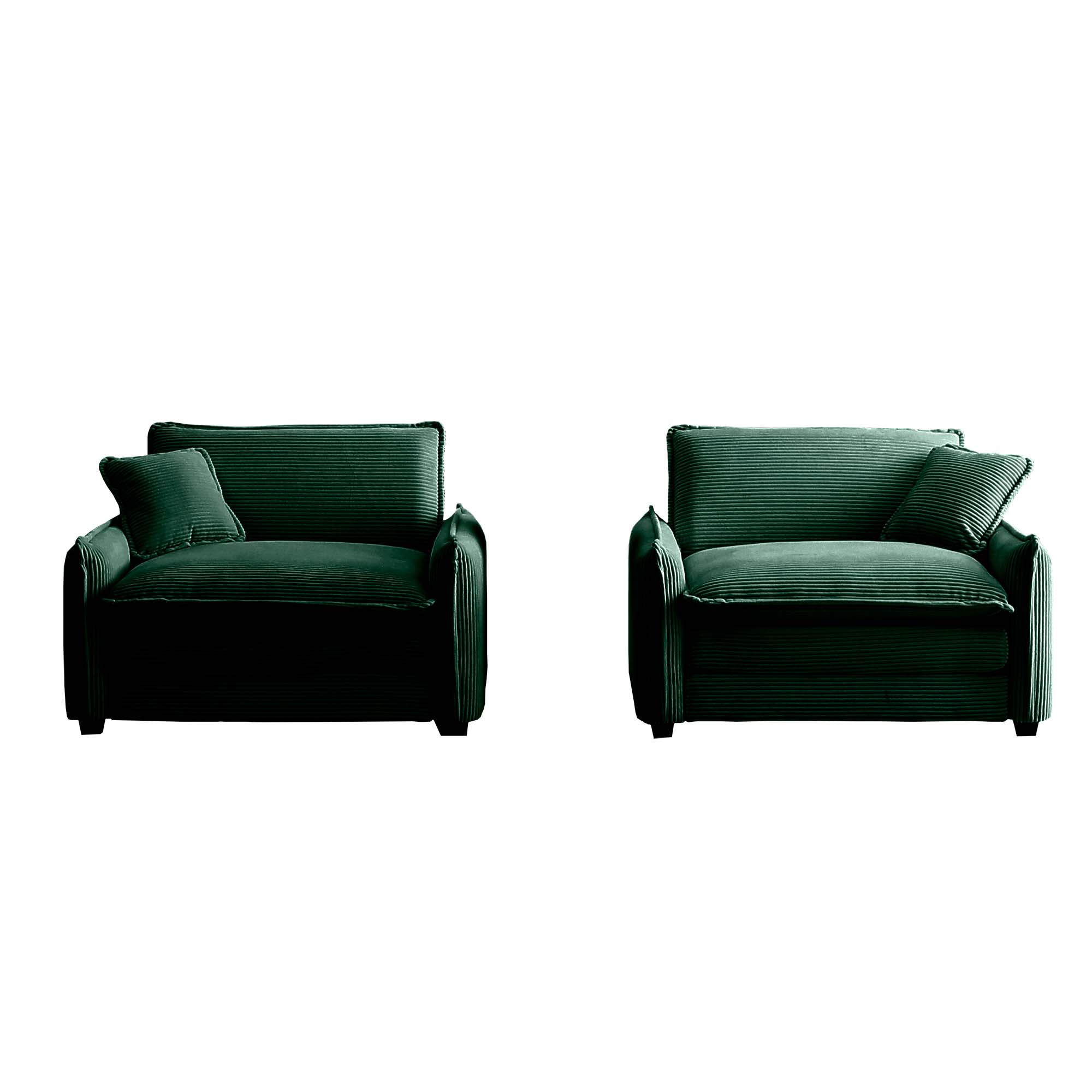 Green Corduroy,Luxurious and Sophisticated Deep Seated Sofa Set with Two Single  Deep Seat Sofa Suitable for Living Room and Office