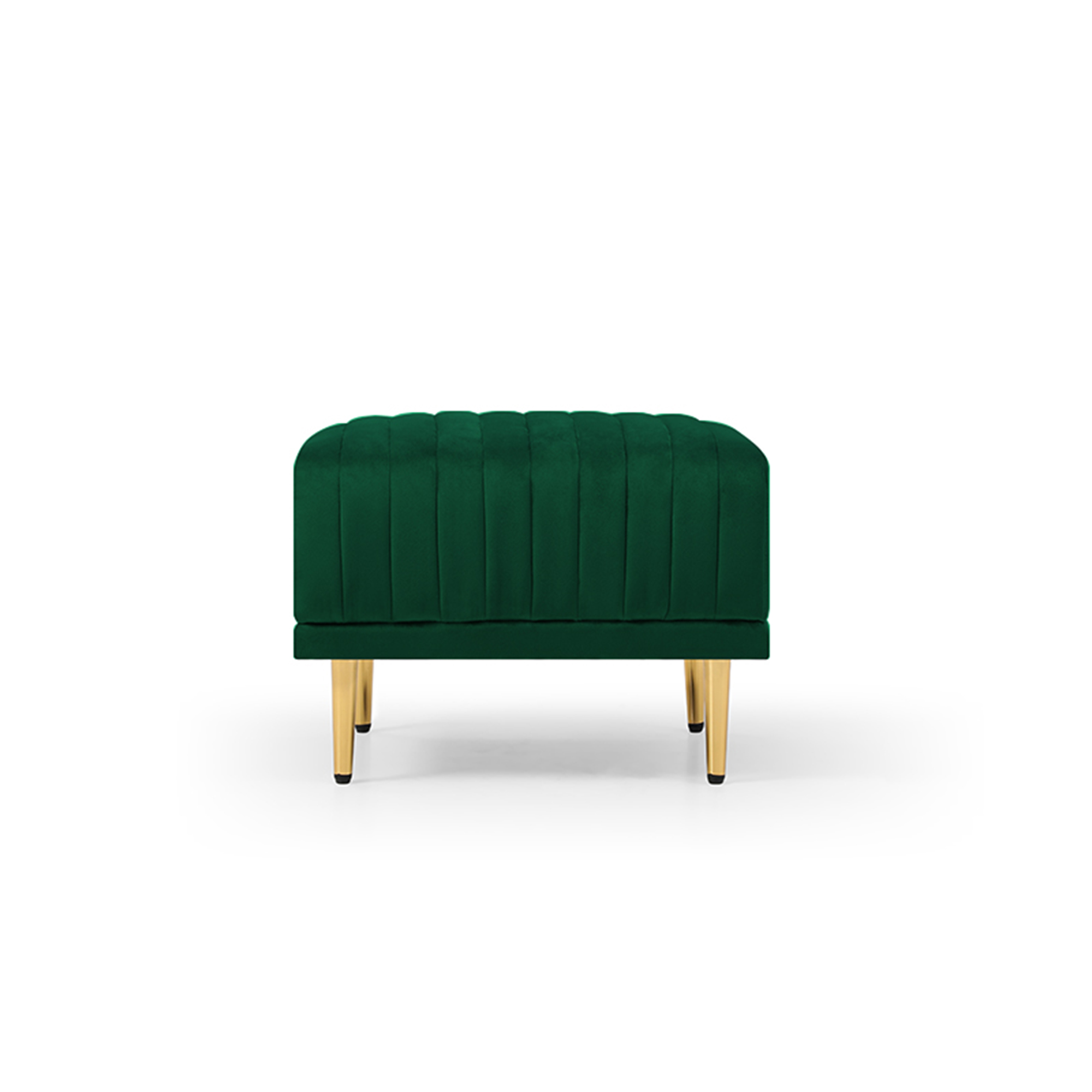 Green Velvet Modular Corner Sofa Reversible Left Hand Facing Sofa & Chaise with Ottoman