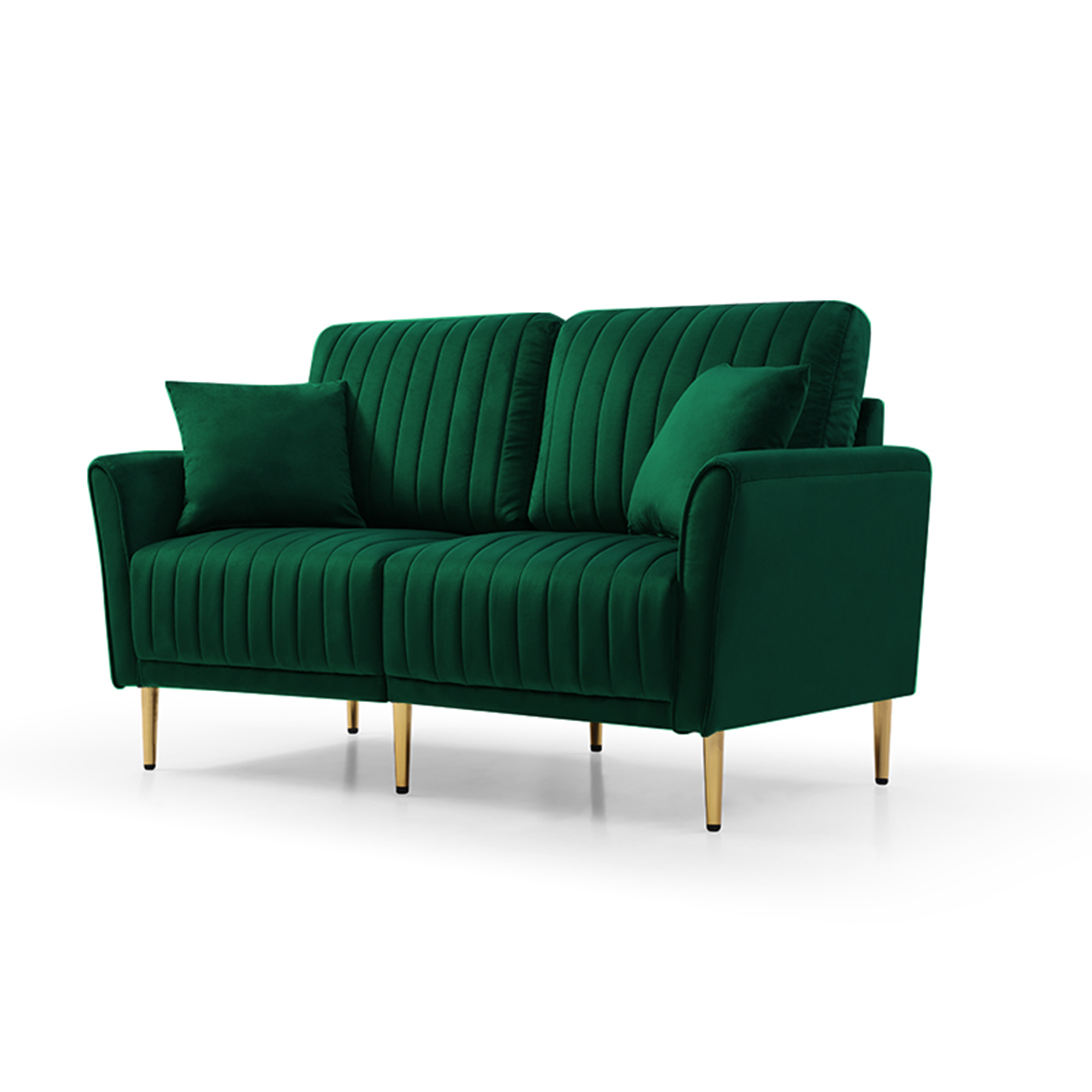 Green Velvet Couch and Sofa Set for Living Room, 2 Piece Modern 2 seat Sofas Set , Furniture Sofa Set with Removable Cushions,Free throw pillow.