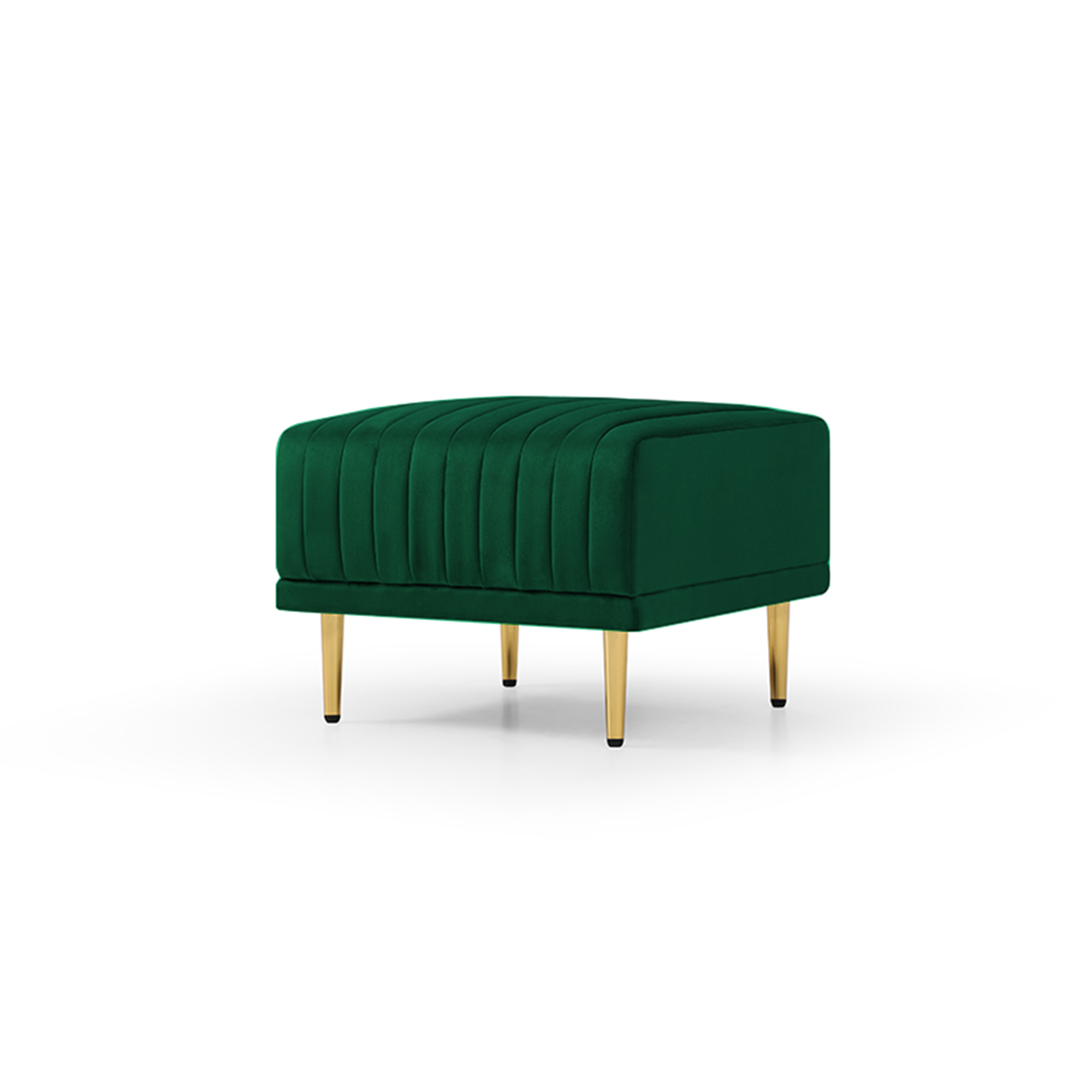 Green Velvet Modular Corner Sofa Reversible Left Hand Facing Sofa & Chaise with Ottoman