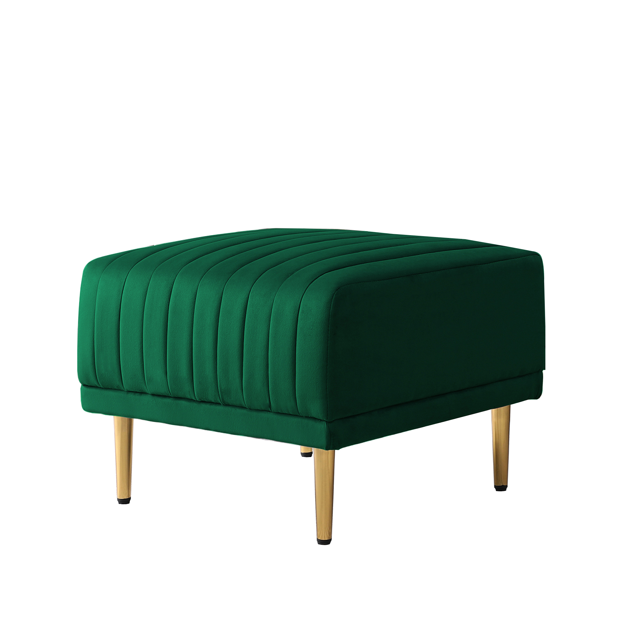 Green Velvet Modular Corner Sofa Reversible Left Hand Facing Sofa & Chaise with Ottoman