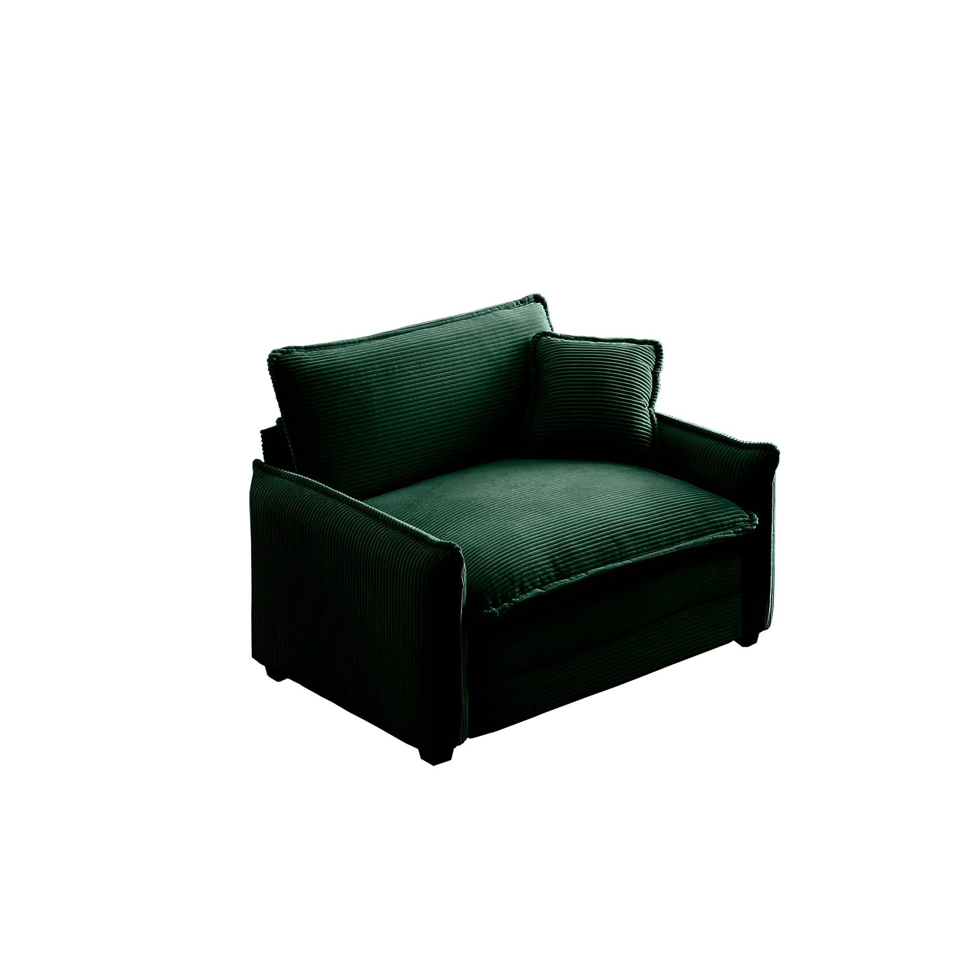 Comfortable Single Deep Seat Sofa With One Pillow, Suitable for Living Room and Bedroom, Club Multiple Occasions,Green Corduroy