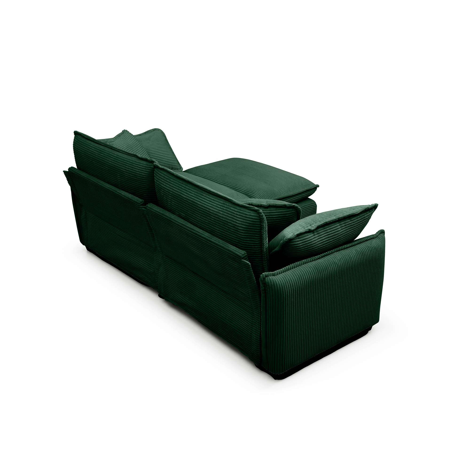 Two-Seater Sofa  with One Footrest, L-Shaped 2-Seater Sofa with Ottoman for Small Living Spaces,Green Corduroy