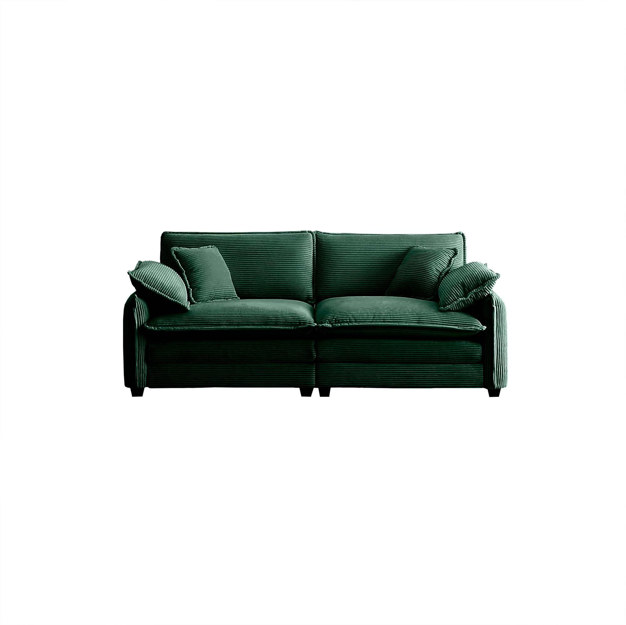 Warm and Cozy Living Room Sofa with 4 Pillows Upholstered Large Deep Seat 2 Seater Sofa for Living Room,Green Corduroy