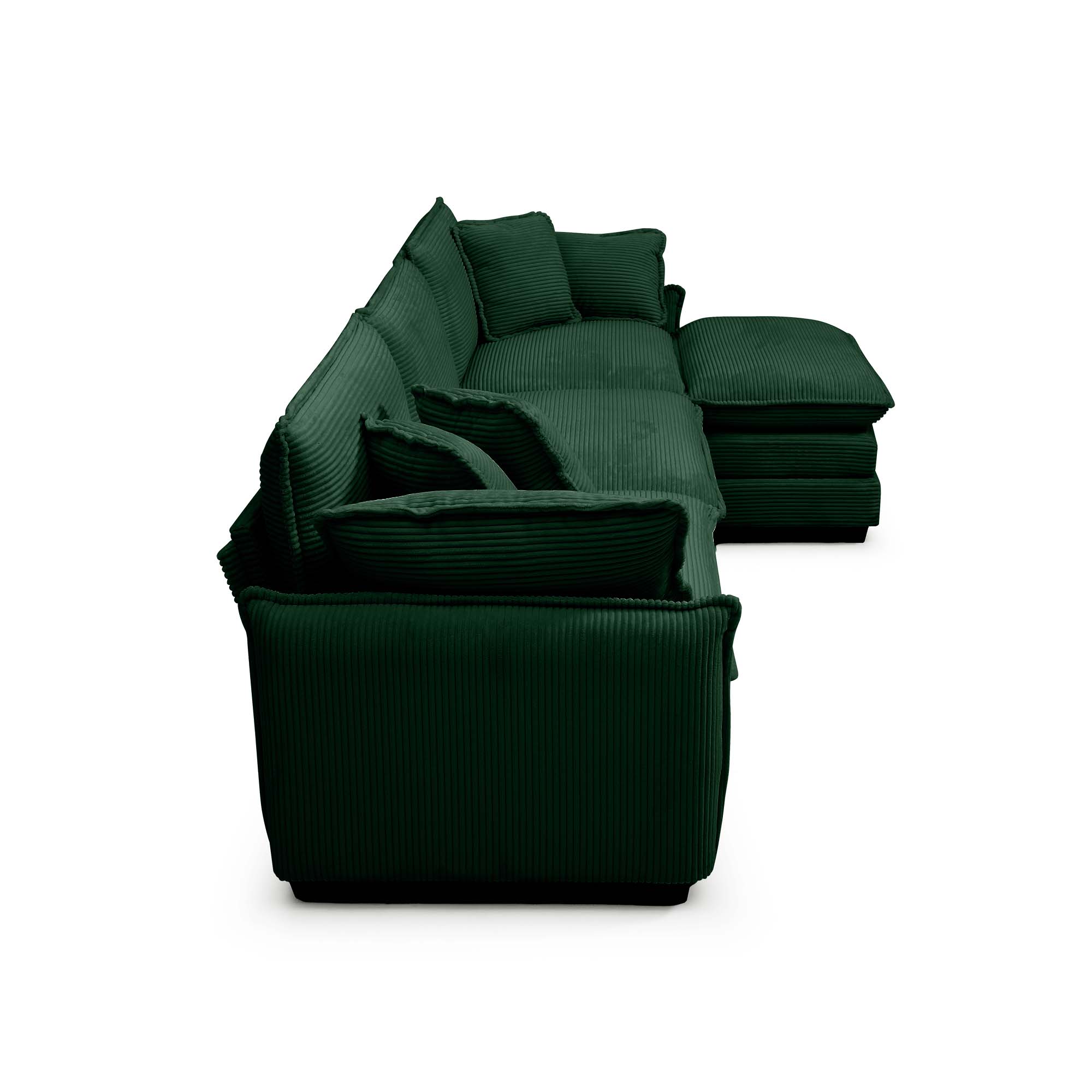 Two-Seater Sofa  with One Footrest, L-Shaped 2-Seater Sofa with Ottoman for Small Living Spaces,Green Corduroy