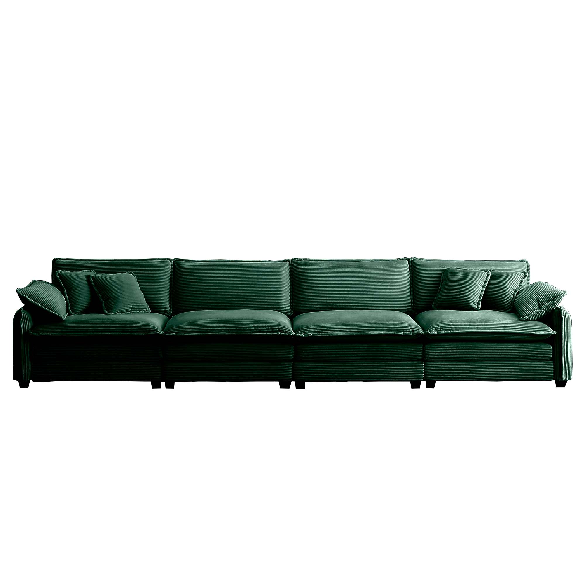 Corduroy Sofa , Modern Upholstered 4 Seater Corduroy Fabric Sofa , Office Living Room Apartment Comfortable Sofa, Easy to Assemble with 2 Arm Pillows and 4 Throw Pillows