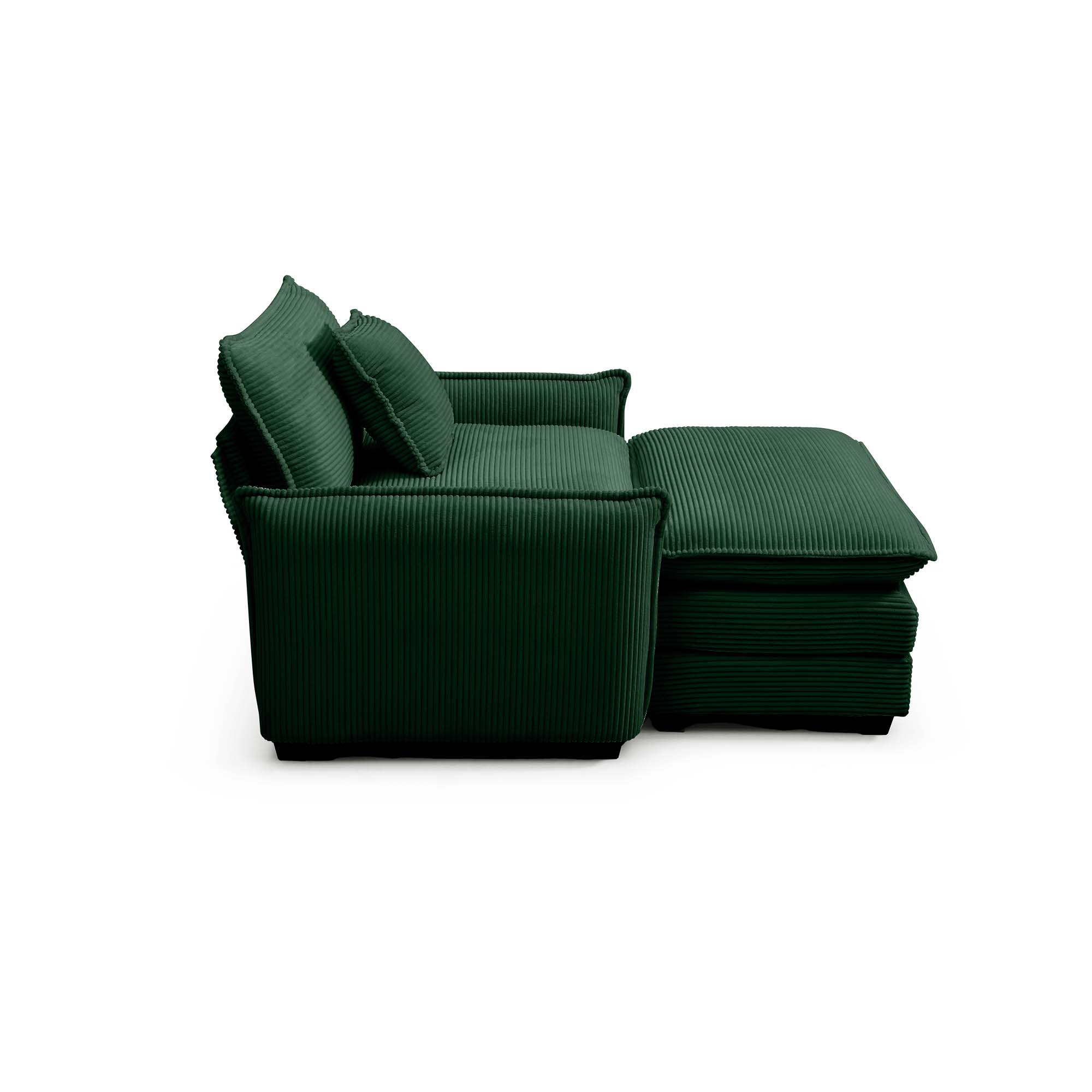 Single Deep Seat Sofa With Footstool With One Pillow, Suitable for Living Room and Bedroom, Club Multiple Occasions,Green Corduroy