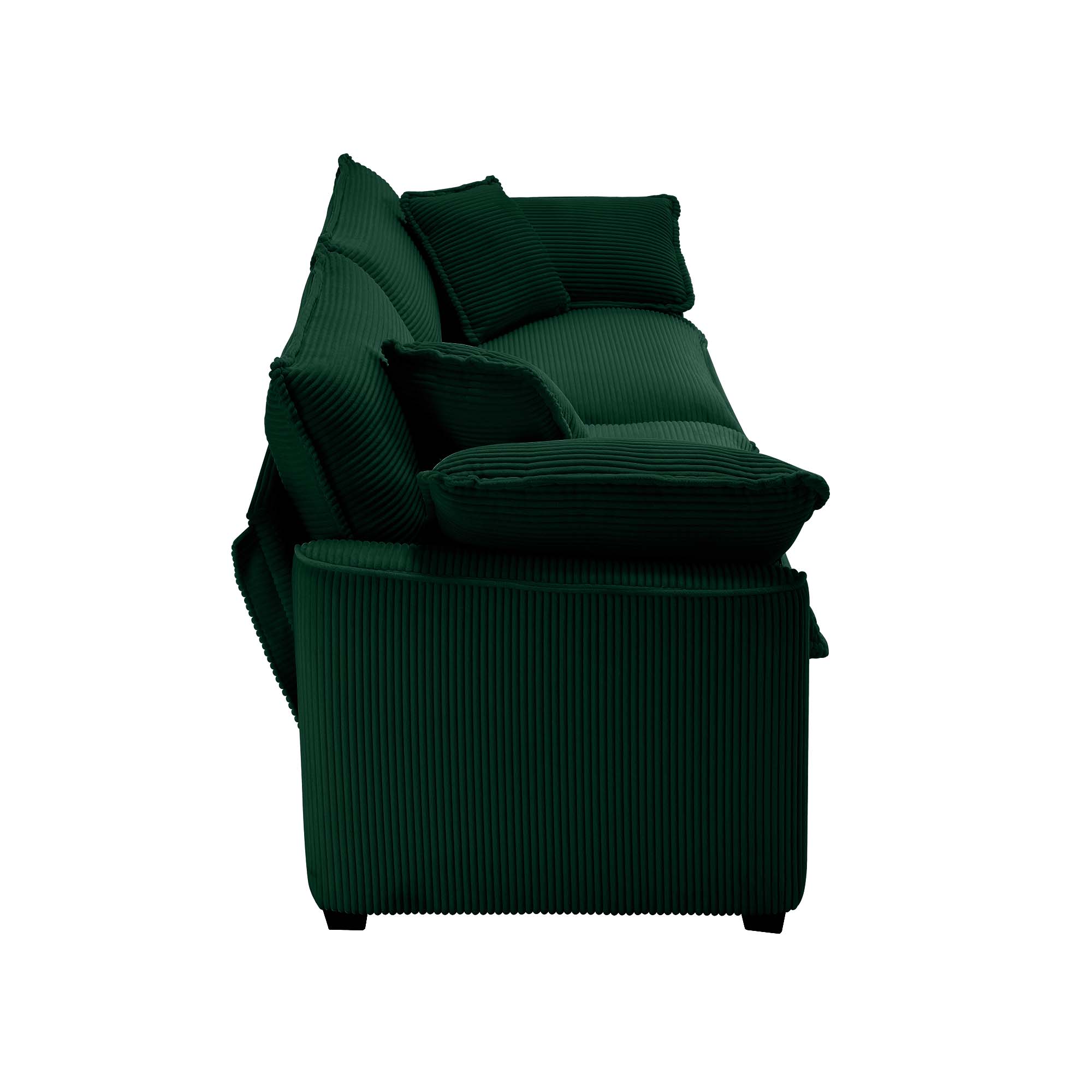 Modern Fabric Living Room Sofa with 4 Pillows Upholstered Large Deep Seating Loveseat, Green Corduroy