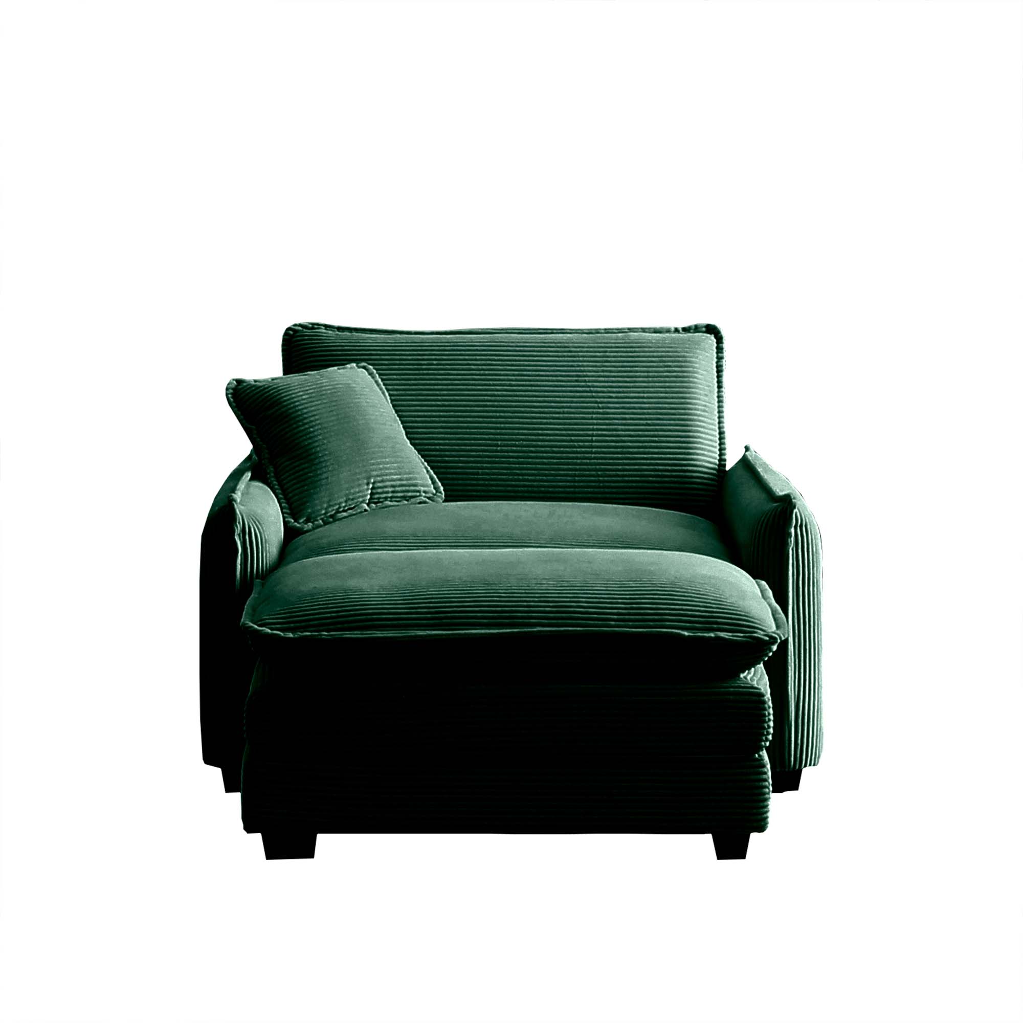 Single Deep Seat Sofa With Footstool With One Pillow, Suitable for Living Room and Bedroom, Club Multiple Occasions,Green Corduroy