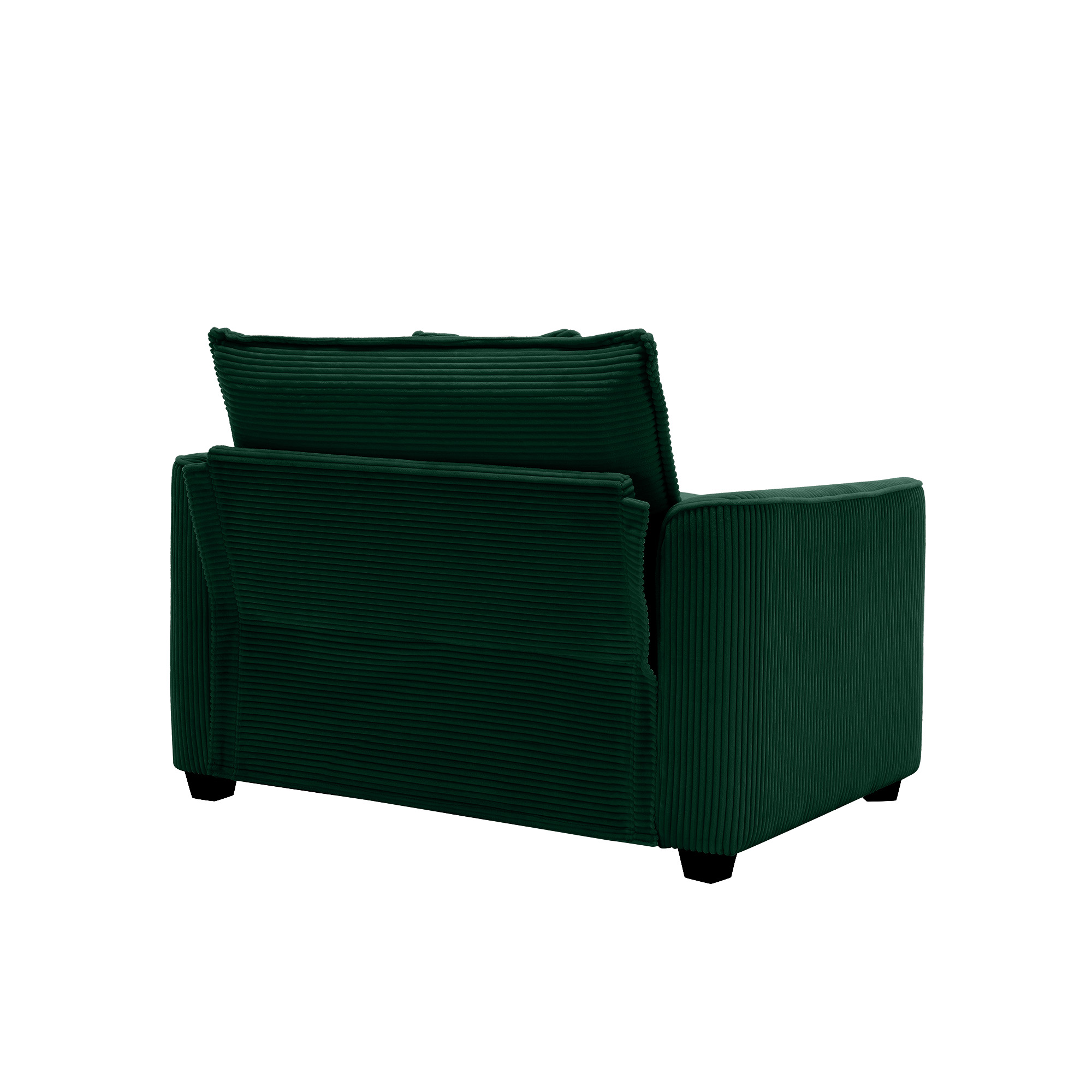 Mid-Century Modern Sectional Set of Two, One 3-Seater Sectional and One Single-Seater Sectional with 2 Arm Pillows and 4 Throw Pillows, Living Room Sectional Green Corduroy Fabric