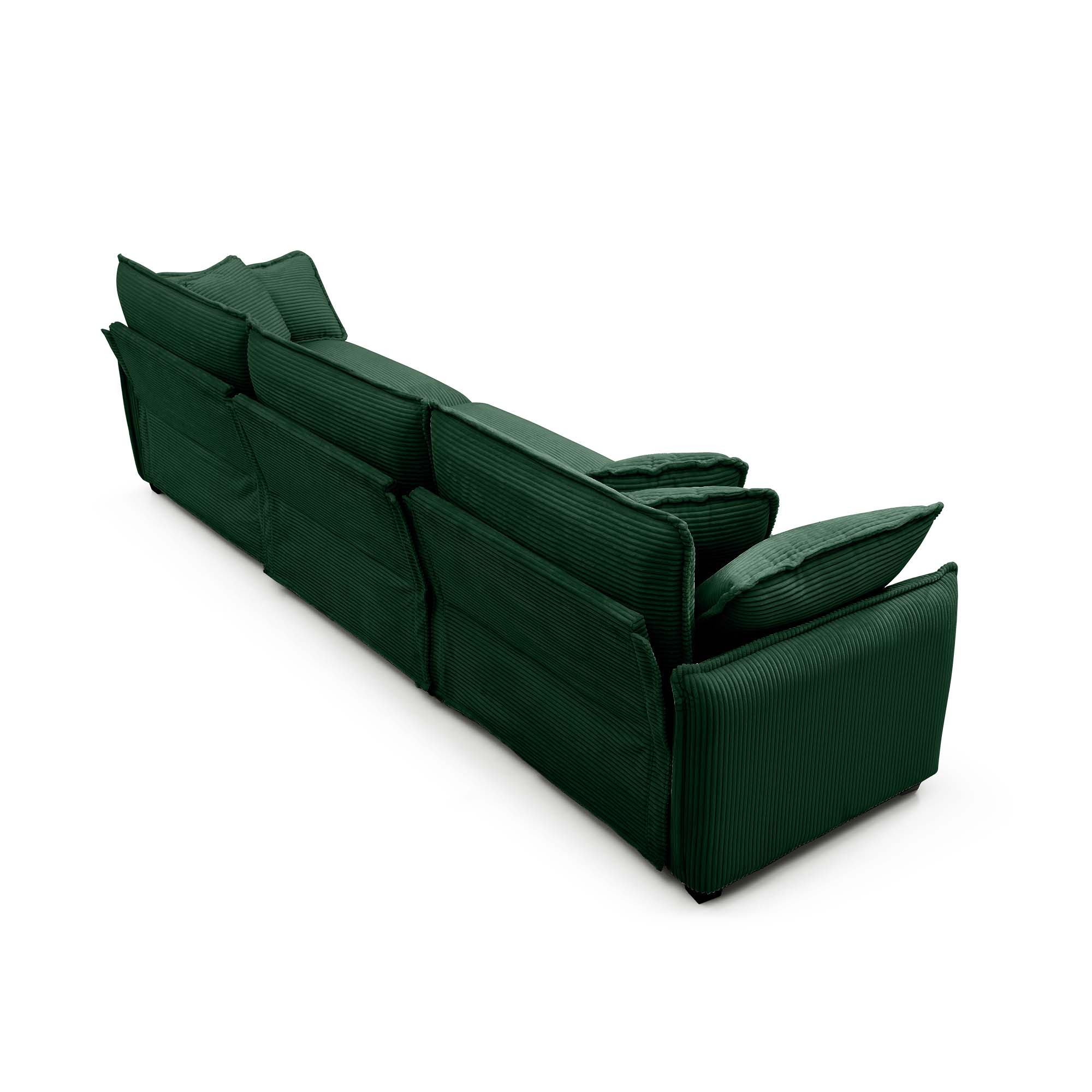 3 Piece  Comfortable Oversized Sectional Sofa, One Single Sofa and One 2-Seater Sofa and One 3-Seater Sofa ,Green Corduroy Deep Seat Sofa