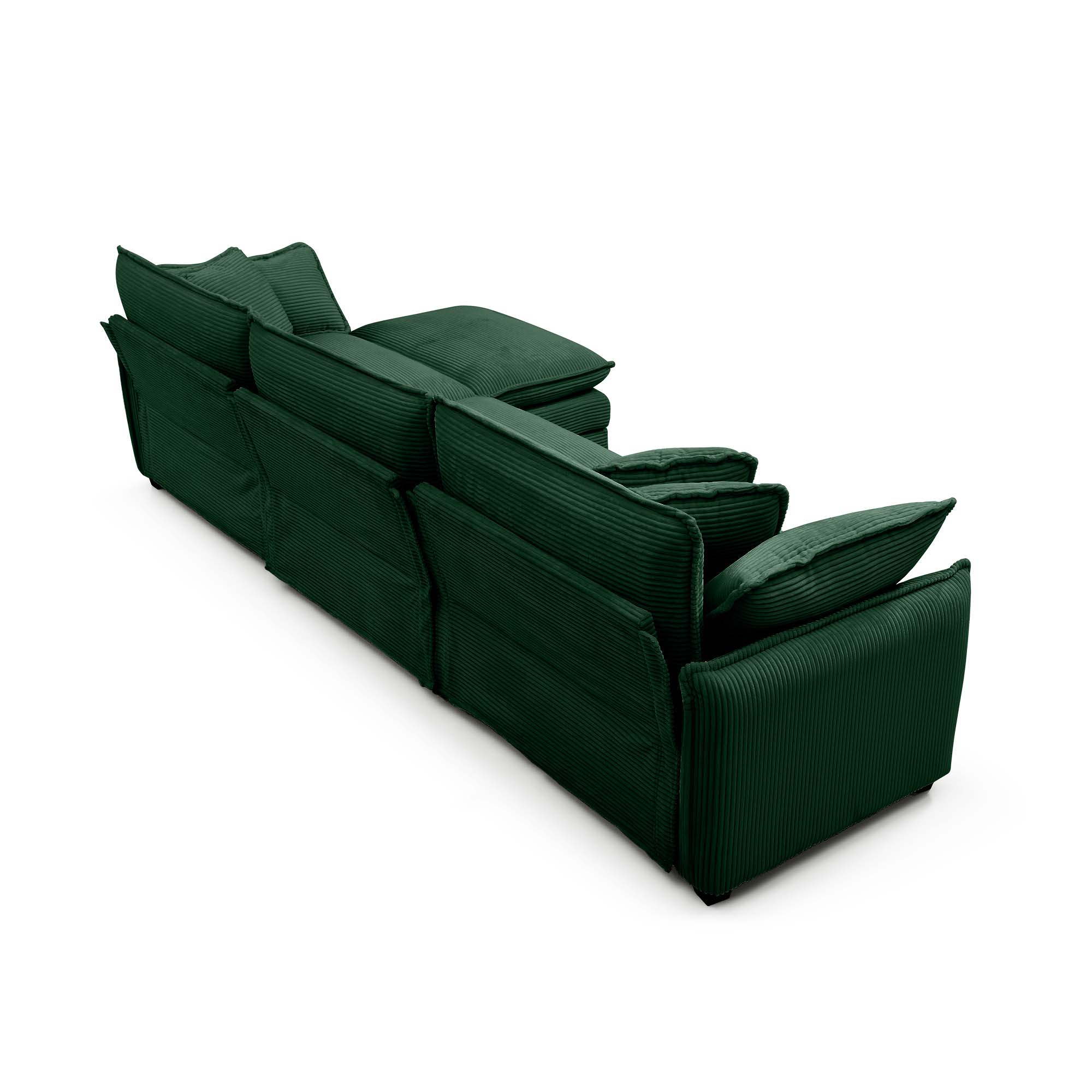 Oversize 3-seater sofa with One footrest, L-shaped Sectional sofa with ottoman for living rooms,Green corduroy sofa