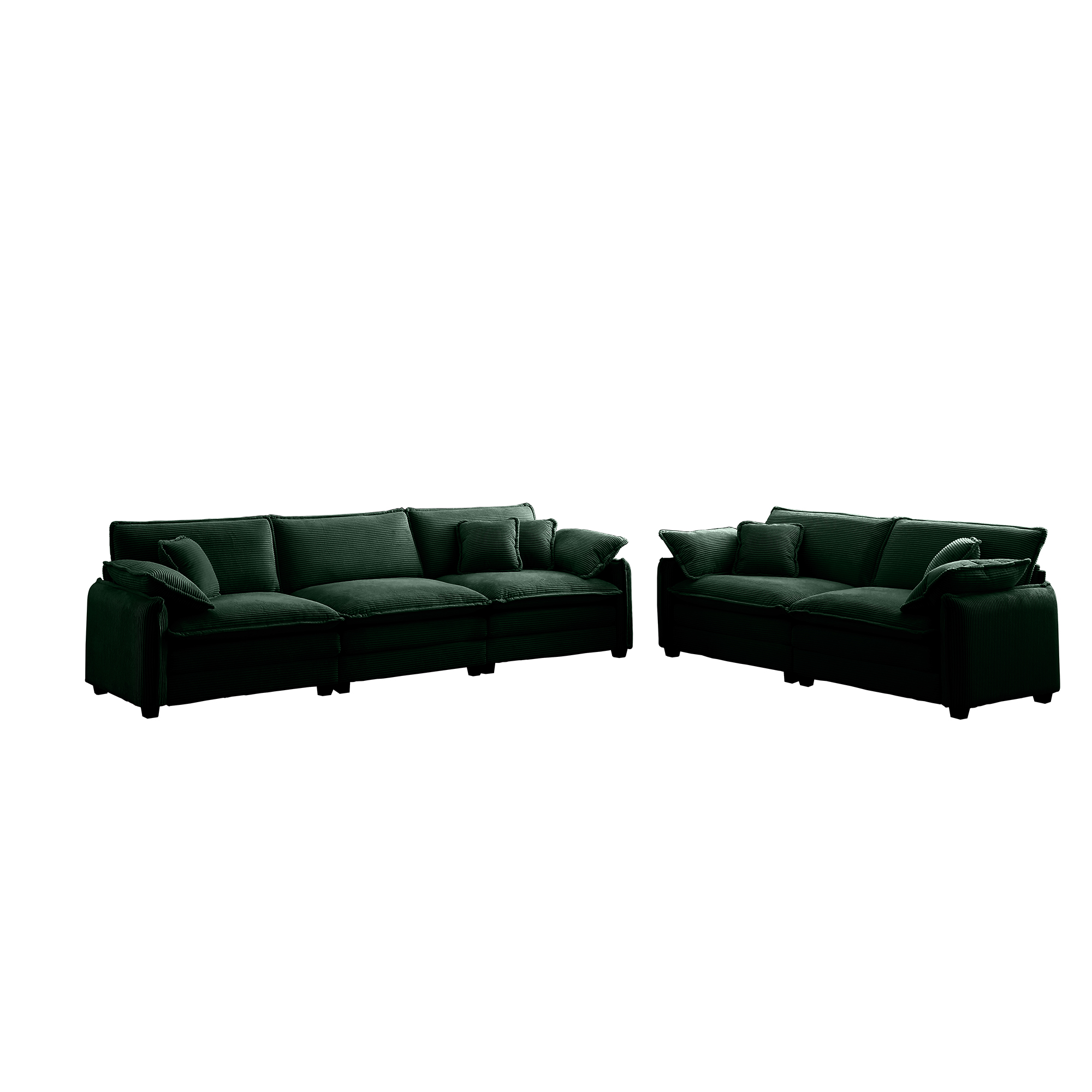 Family sofa set Deep Seat Sofa, Warm Sofa for Home Cinema and Living Room, One 2-Seater Sofa and One 3-Seater Sofa,Green Corduroy