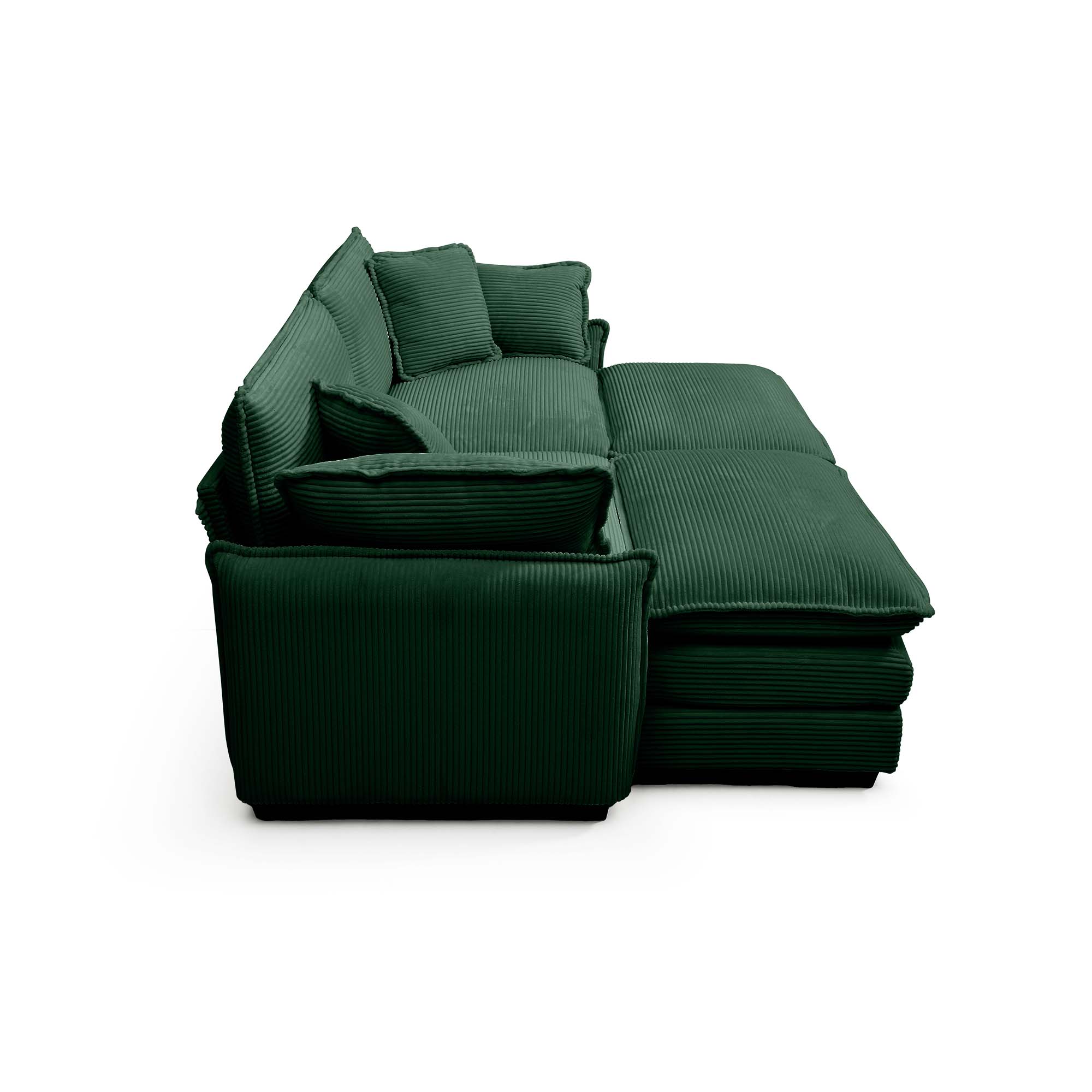 Two-Seater Theater Sofa  with 2 Footrest, 2-Seater Sofa with Ottoman for Small Living Spaces,Green Corduroy