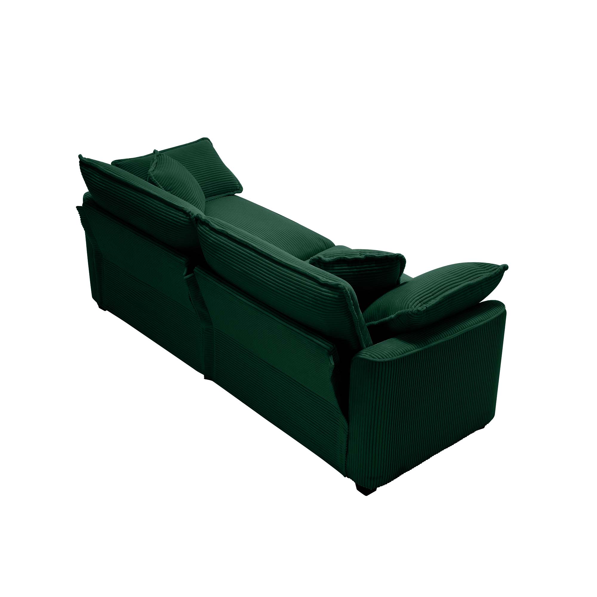 Modern Fabric Living Room Sofa with 4 Pillows Upholstered Large Deep Seating Loveseat, Green Corduroy