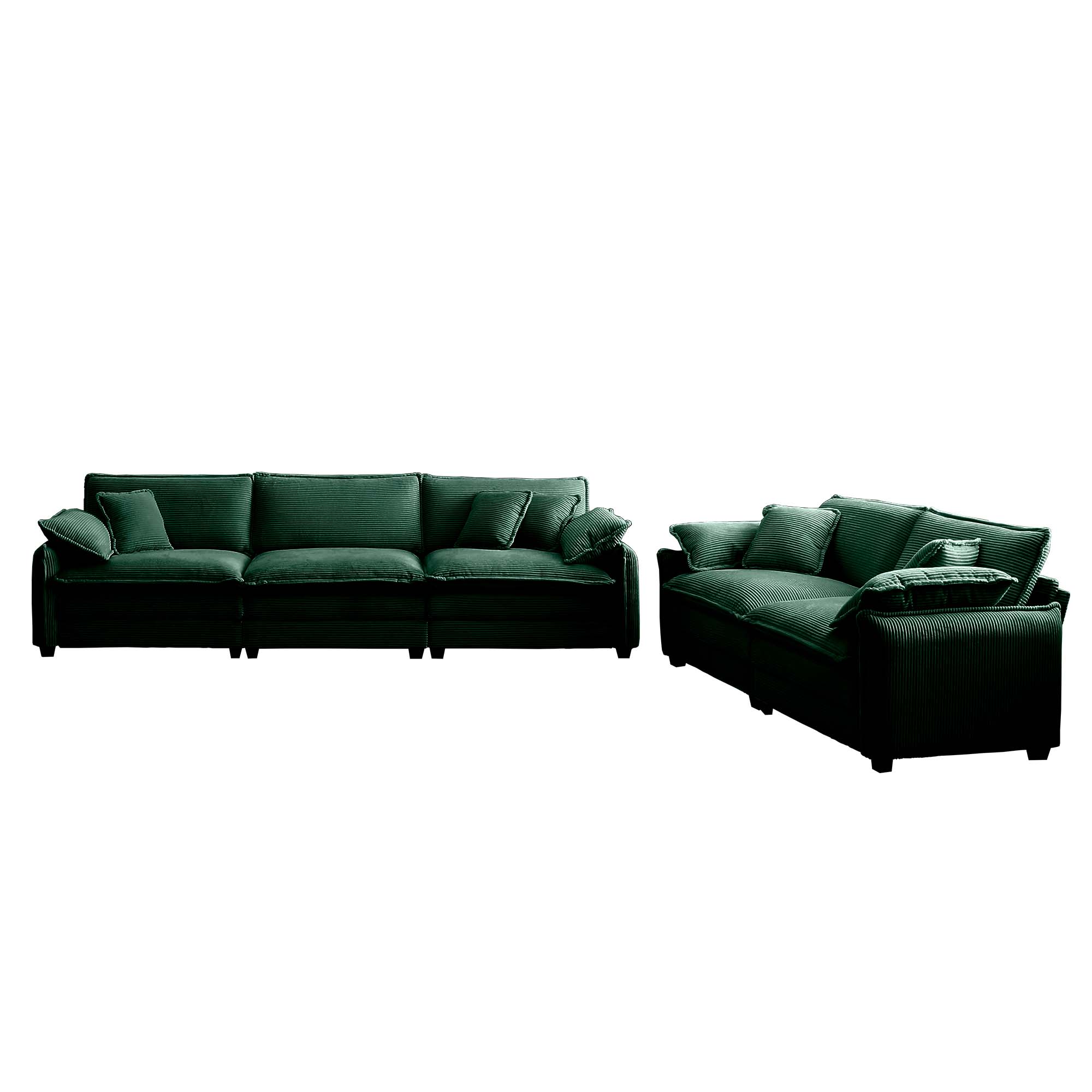 Family sofa set Deep Seat Sofa, Warm Sofa for Home Cinema and Living Room, One 2-Seater Sofa and One 3-Seater Sofa,Green Corduroy