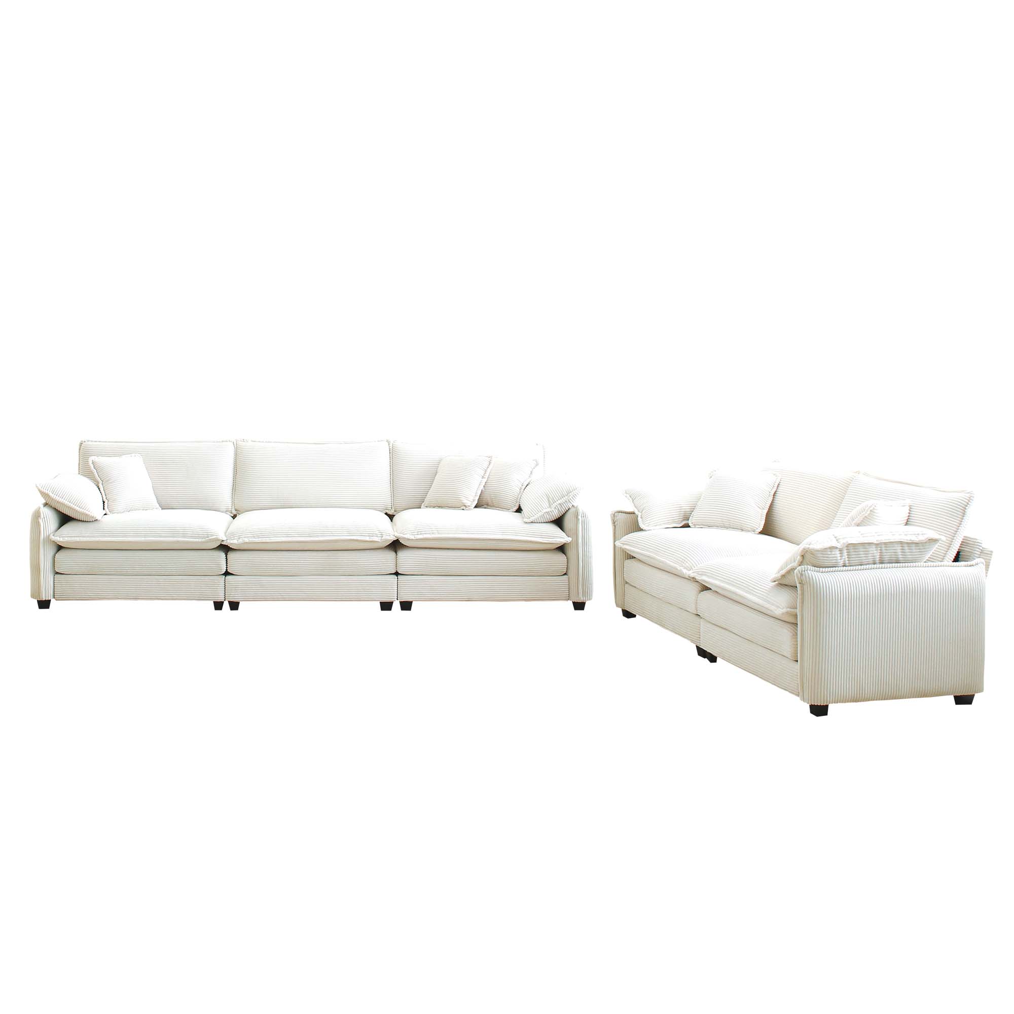 Family sofa set Deep Seat Sofa, Warm Sofa for Home Cinema and Living Room, One 2-Seater Sofa and One 3-Seater Sofa,Beige Corduroy