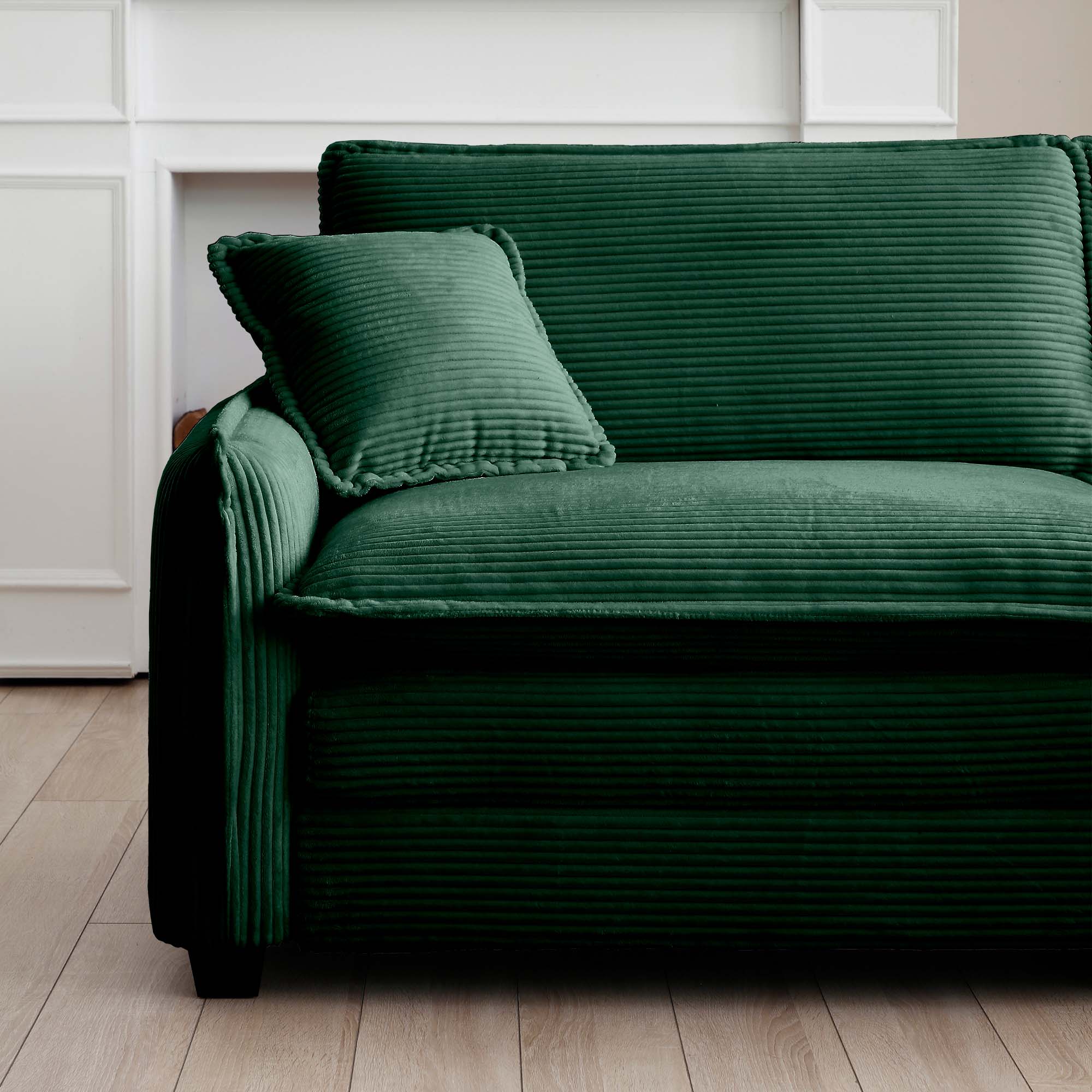 Ottoman Footstool in Corduroy Fabric, Can be Used with 2 Seater Sofas, 3 Seater Sofas and 4 Seater Sofas,Green Corduroy Fabric