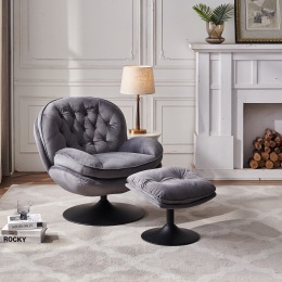 Swivel Leisure chair lounge chair velvet grey color