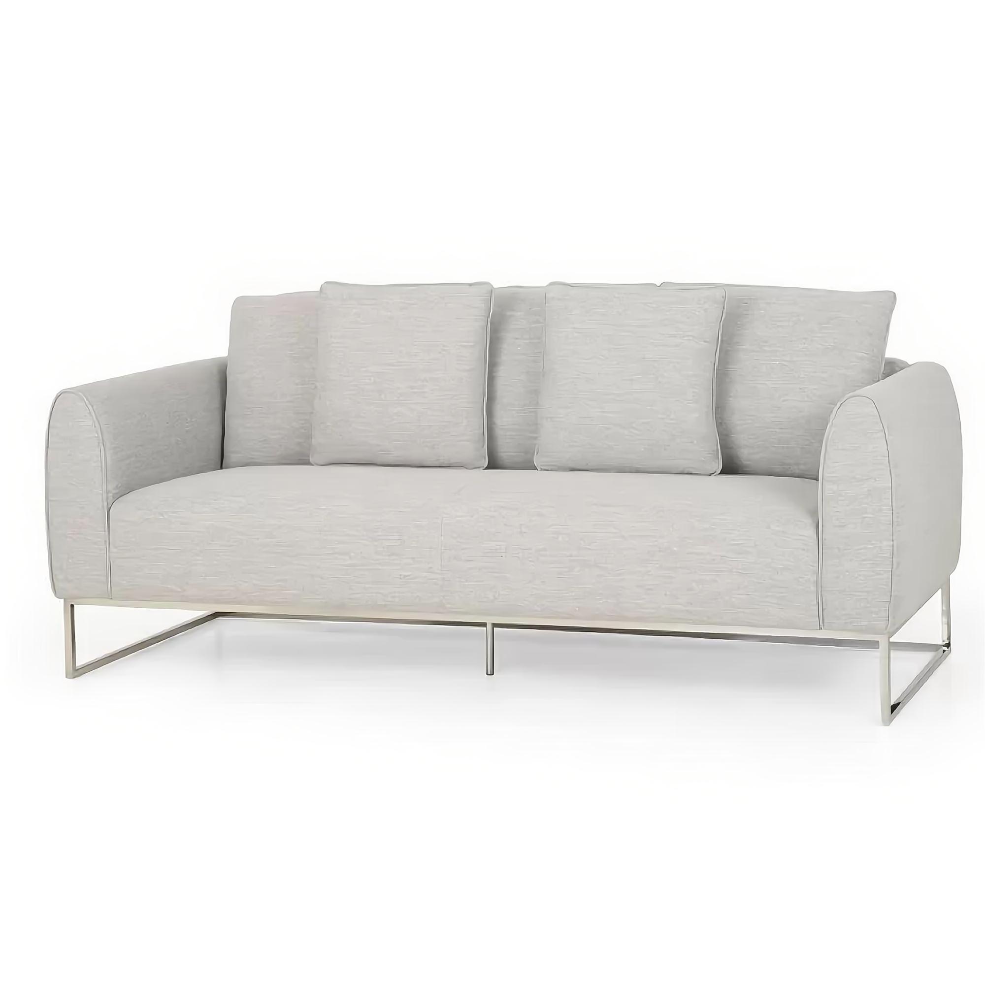 [Ship to Canada Only] Comfortable and Stylish 82.75" Gray Fabric 2-Seater Sofa with Silver Legs and Soft Upholstery, Extra Deep Seats, for Small Space, Living Room, Office Apartment (Gray, Fabric)