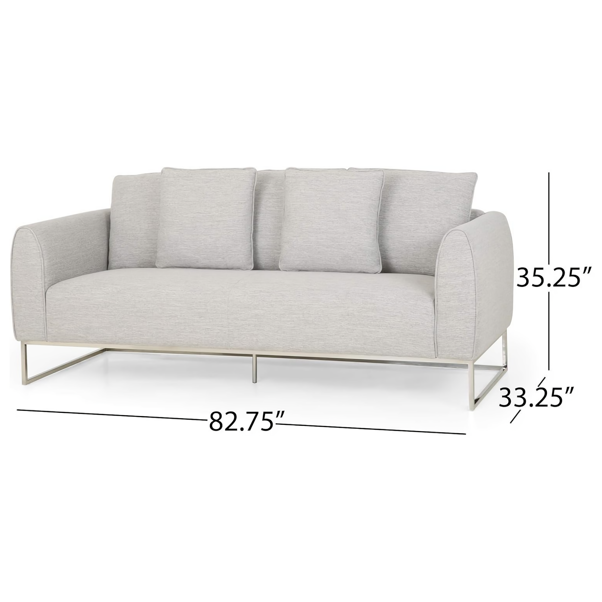 [Ship to Canada Only] Comfortable and Stylish 82.75" Gray Fabric 2-Seater Sofa with Silver Legs and Soft Upholstery, Extra Deep Seats, for Small Space, Living Room, Office Apartment (Gray, Fabric)