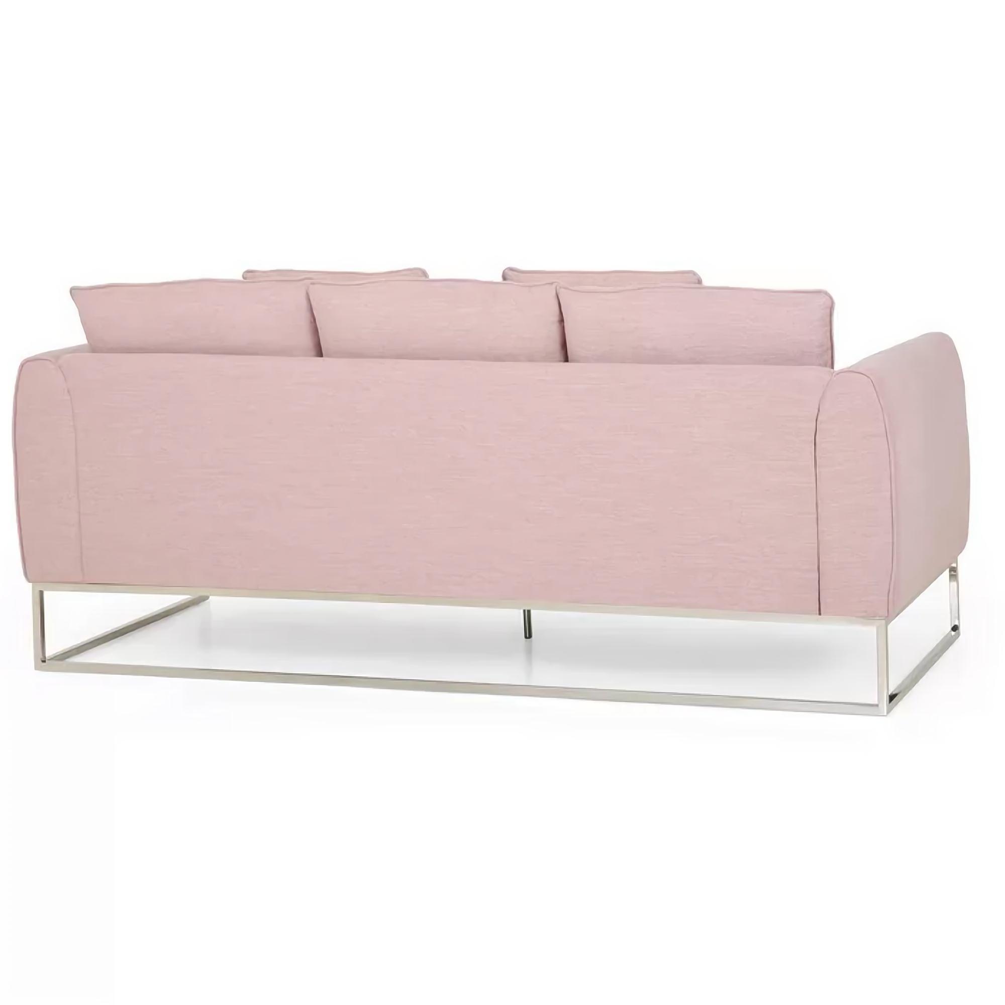 [Ship to Canada Only] Chic and Cozy 82.75" Light Pink Fabric 2-Seater Sofa  with Silver Legs and Soft Upholstery, Extra Deep Seats, for Small Space, Living Room, Office Apartment (Light Pink, Fabric)