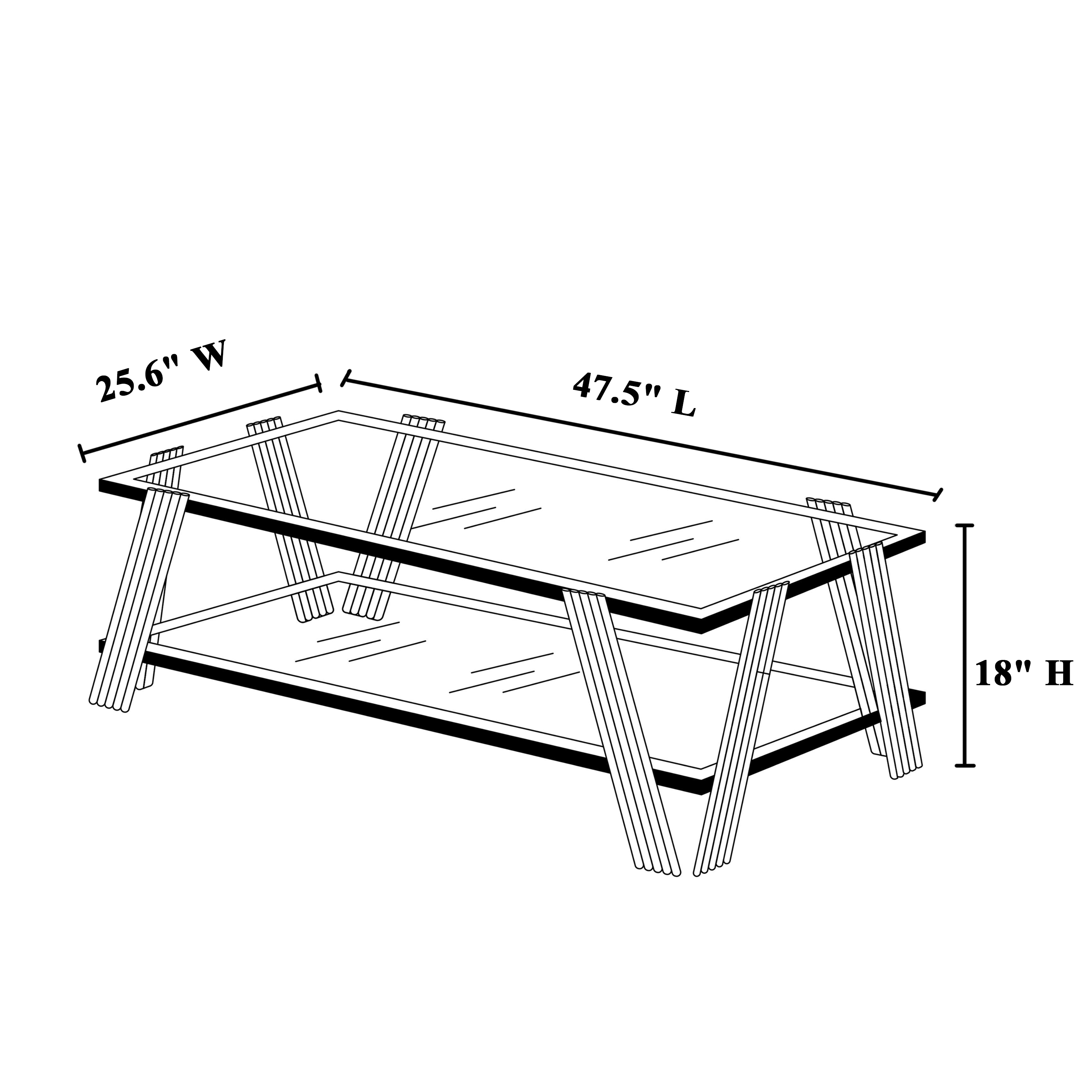 Golden Stainless Steel Double-Layer Clear Tempered Glass Coffee Table for Bed Room, Living Room