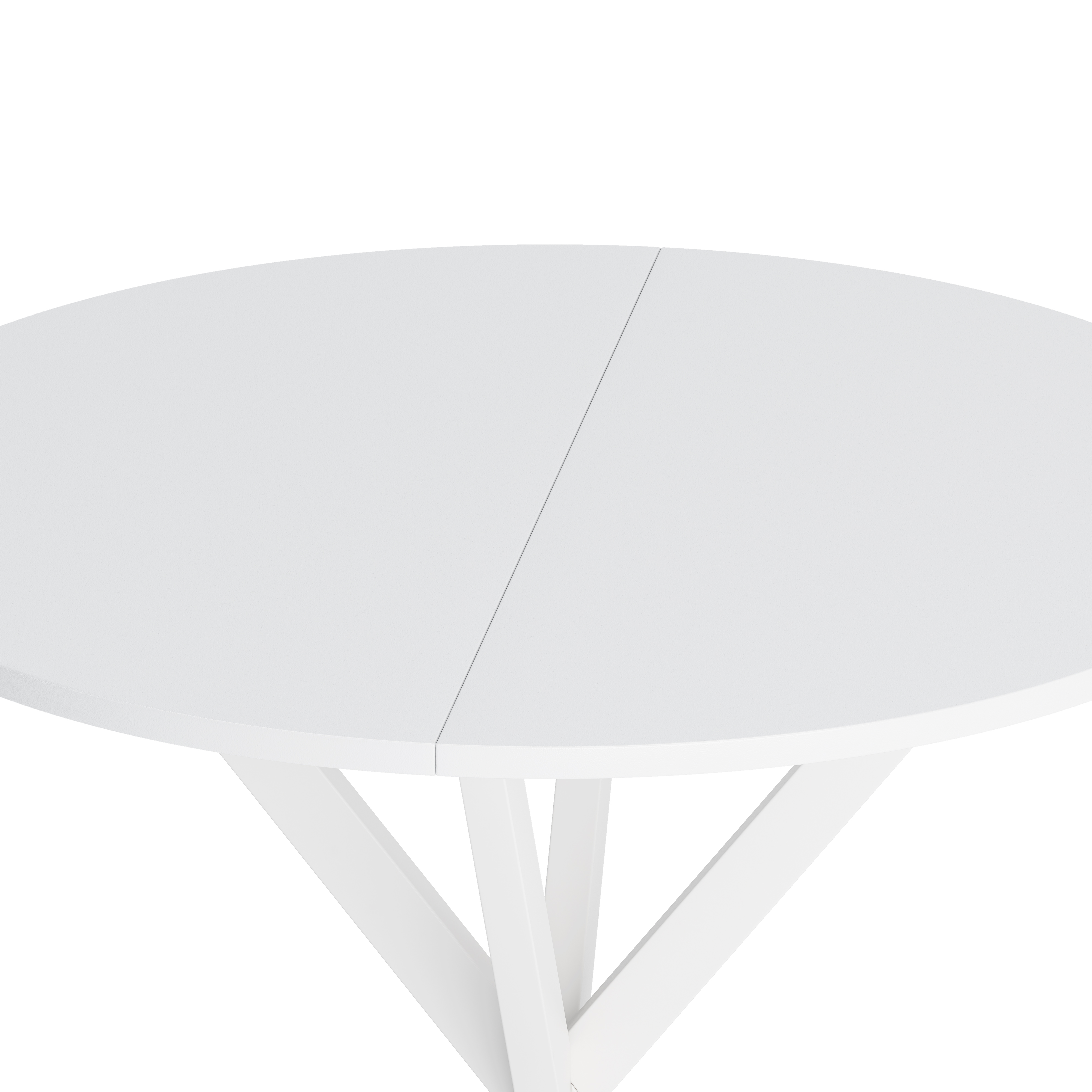 31.5'' Modern Round Dining Table with Crossed Legs,White Occasional Table, Two Piece Detachable Table Top, Matte Finish Iron Legs