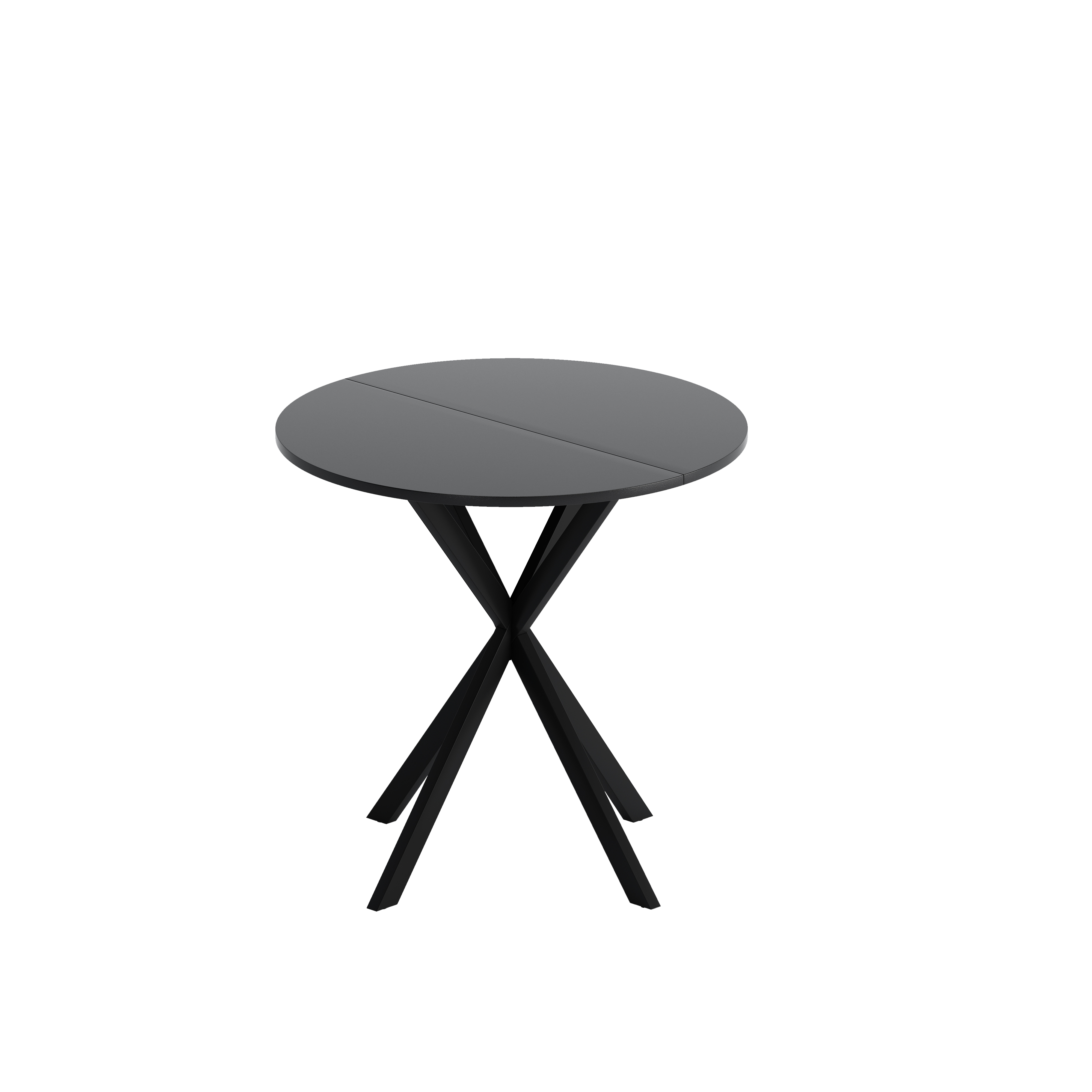 31.5'' Modern Round Dining Table with Crossed Legs, Black Occasional Table, Two Piece Detachable Table Top, Matte Finish Iron Legs