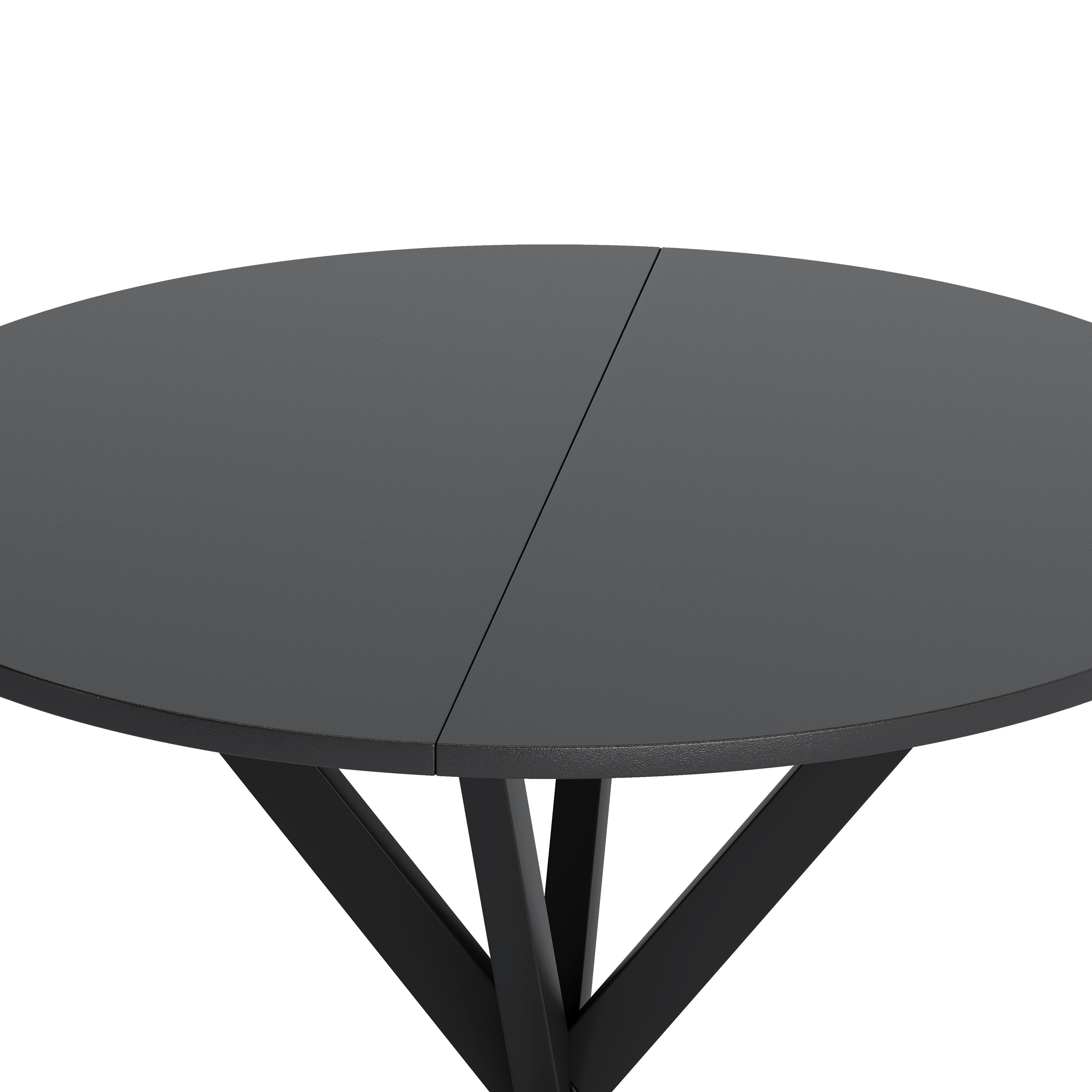 31.5'' Modern Round Dining Table with Crossed Legs, Black Occasional Table, Two Piece Detachable Table Top, Matte Finish Iron Legs