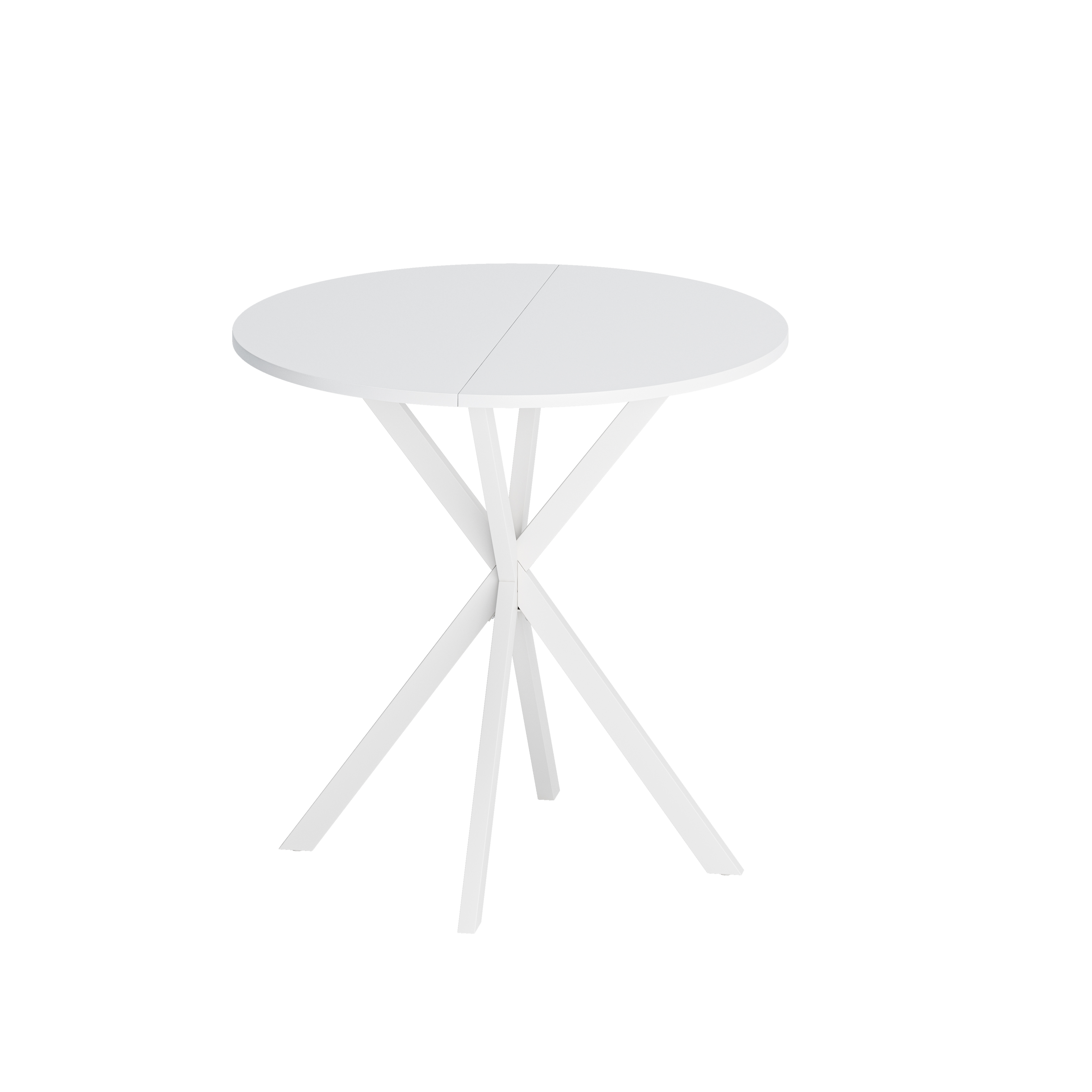 31.5'' Modern Round Dining Table with Crossed Legs,White Occasional Table, Two Piece Detachable Table Top, Matte Finish Iron Legs