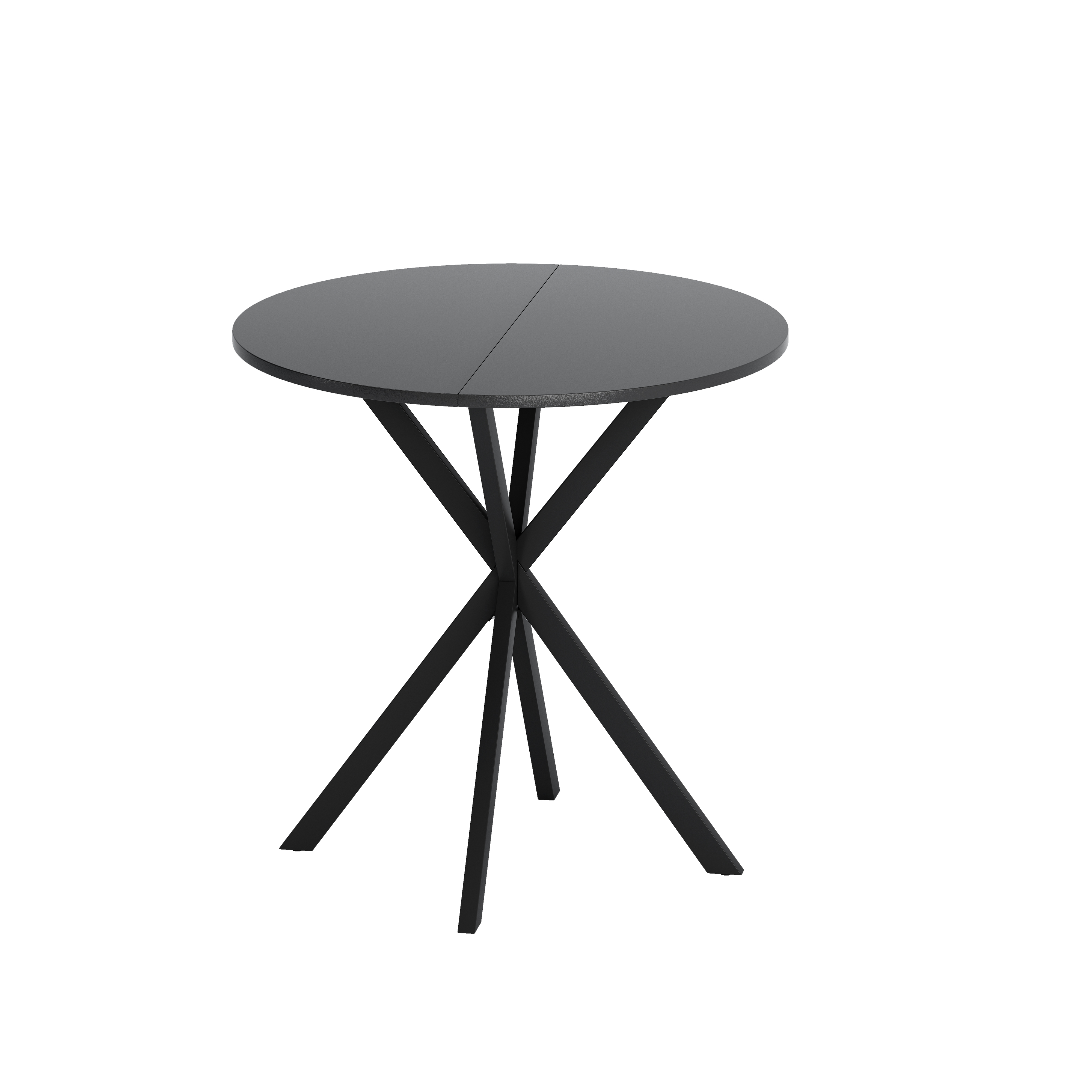 31.5'' Modern Round Dining Table with Crossed Legs, Black Occasional Table, Two Piece Detachable Table Top, Matte Finish Iron Legs