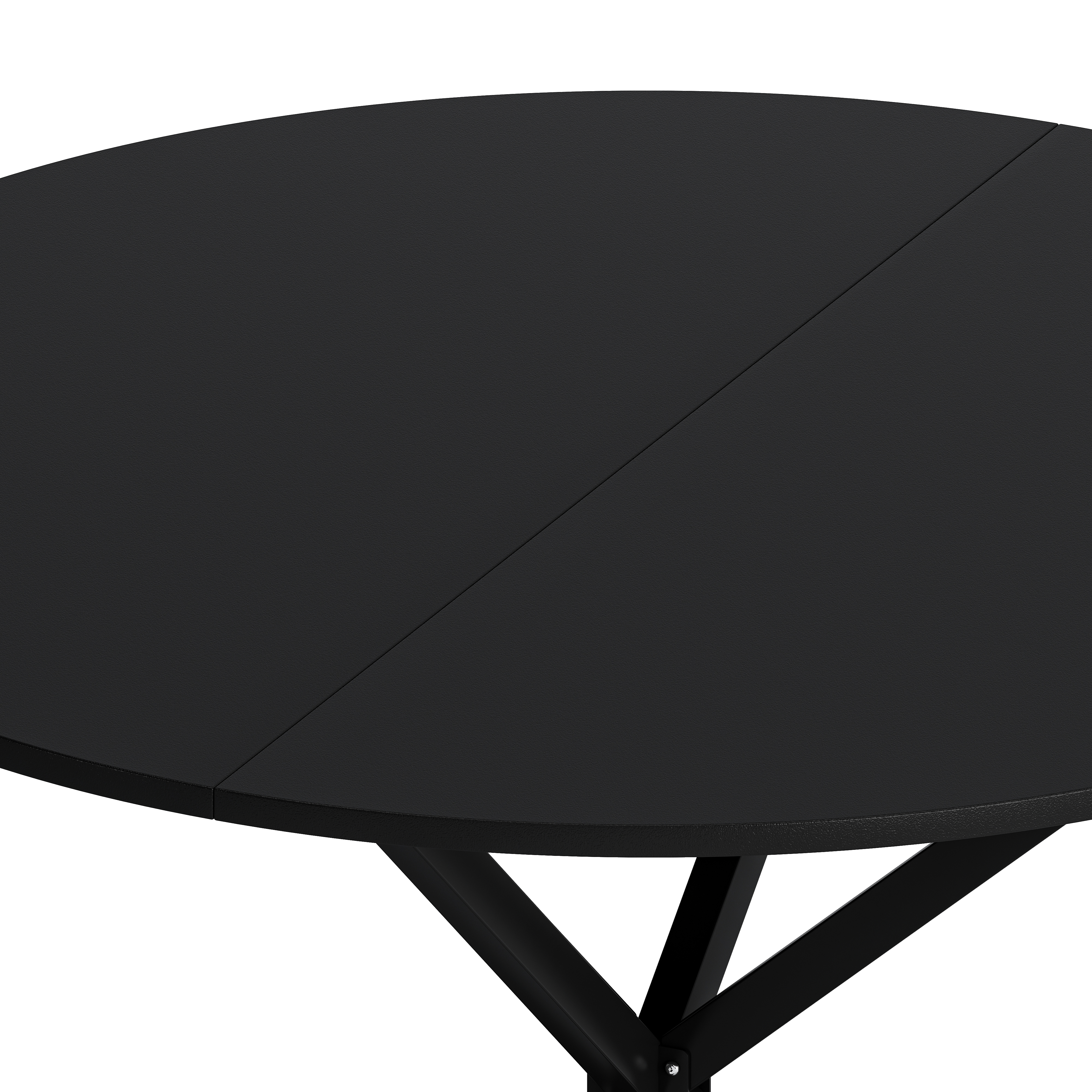 42.13'' Modern Cross Leg Round Dining Table, Black Top Occasional Table, Two Piece Removable Top, Matte Finish Iron Legs