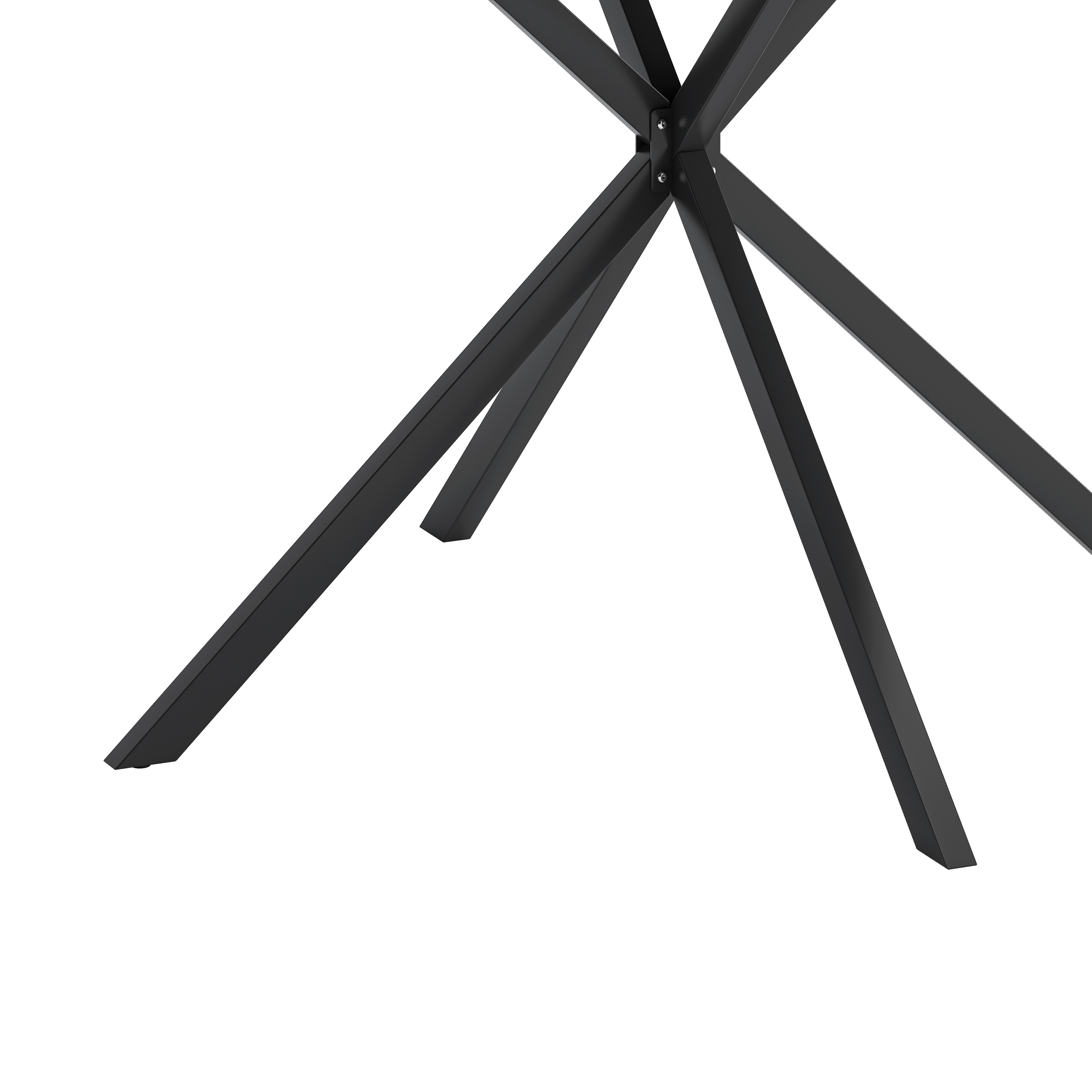 42.13'' Modern Cross Leg Round Dining Table, Black Top Occasional Table, Two Piece Removable Top, Matte Finish Iron Legs