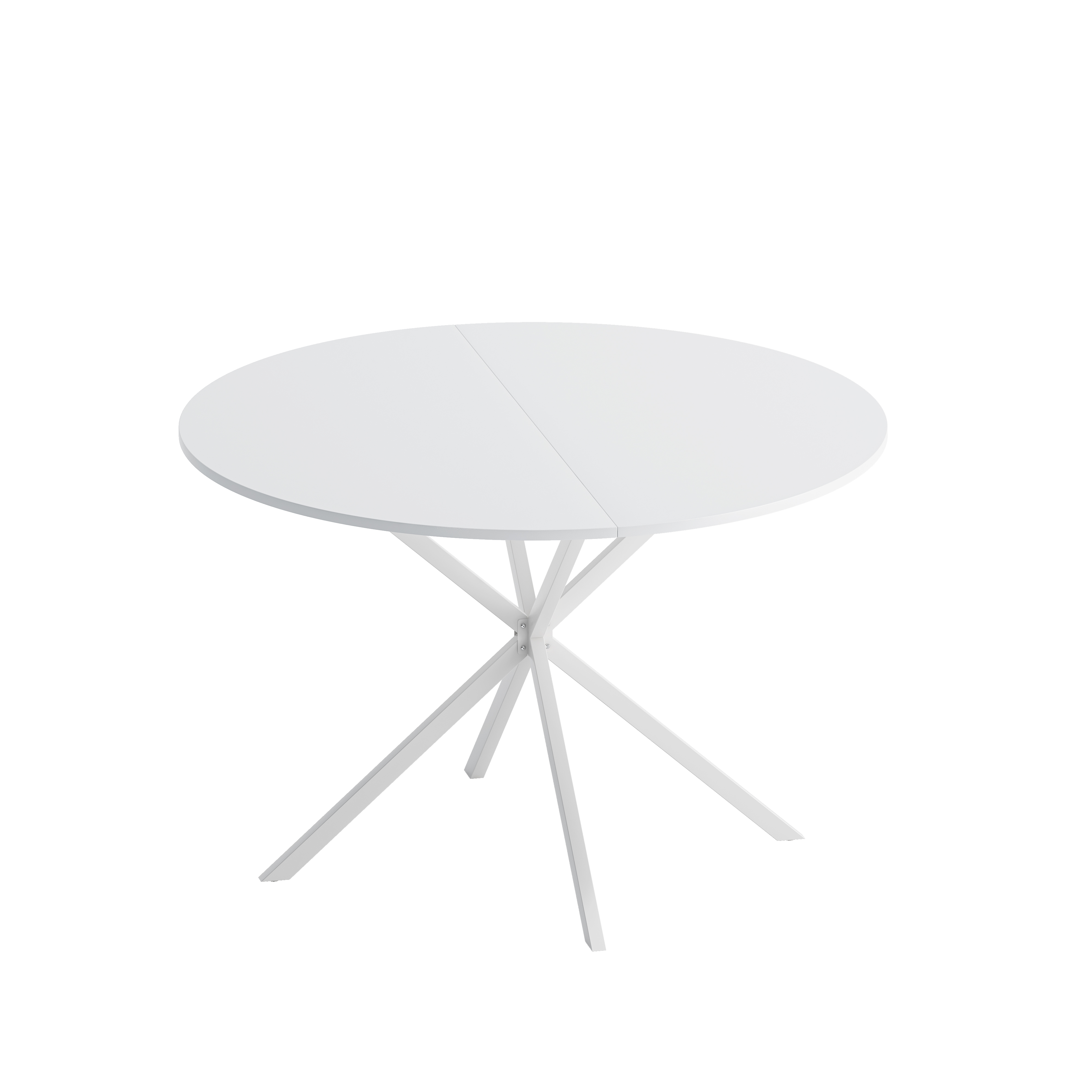 47.24'' Modern Cross Leg Round Dining Table, White Top Occasional Table, Two Piece Removable Top, Matte Finish Iron Legs