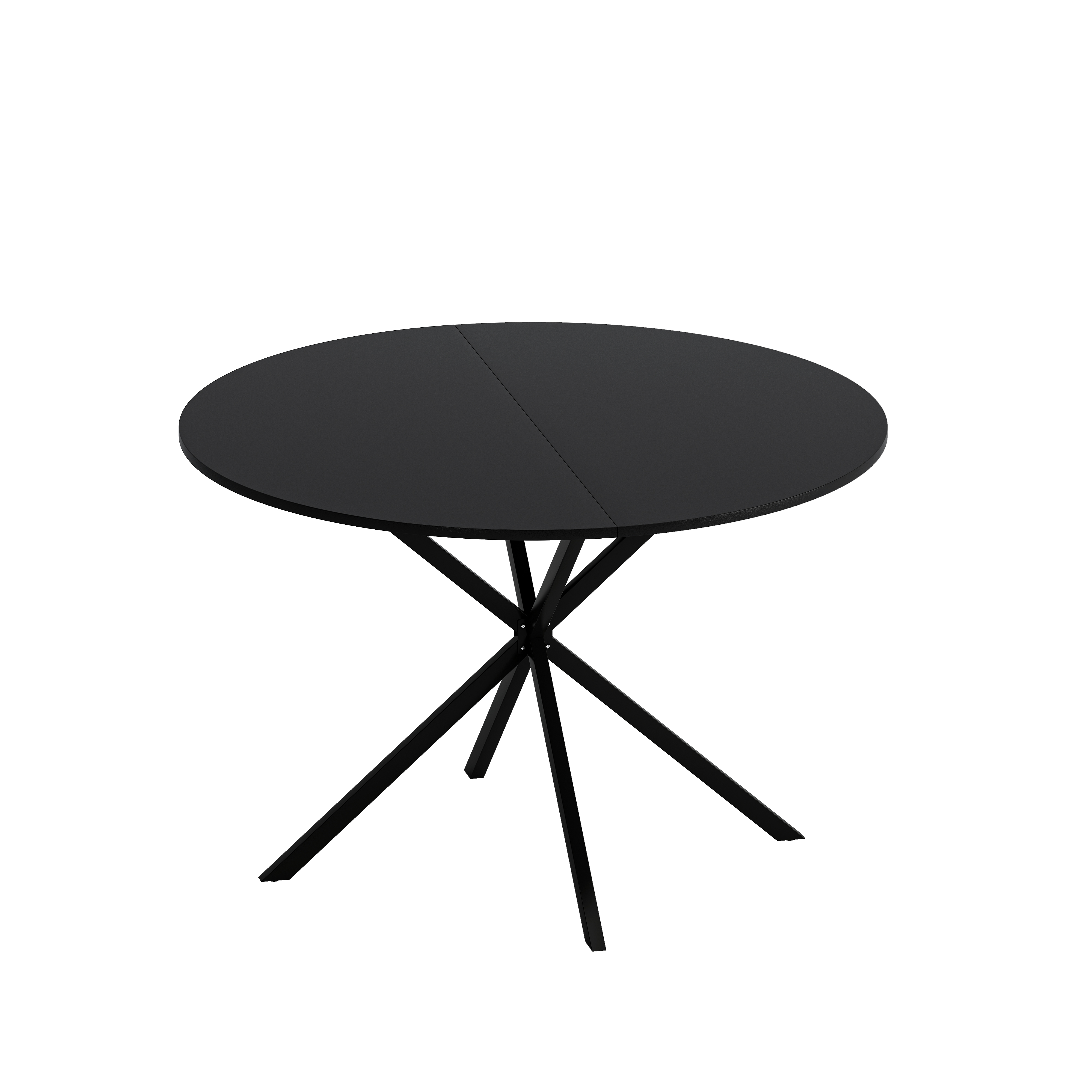 47.24'' Modern Cross Leg Round Dining Table, Black Top Occasional Table, Two Piece Removable Top, Matte Finish Iron Legs