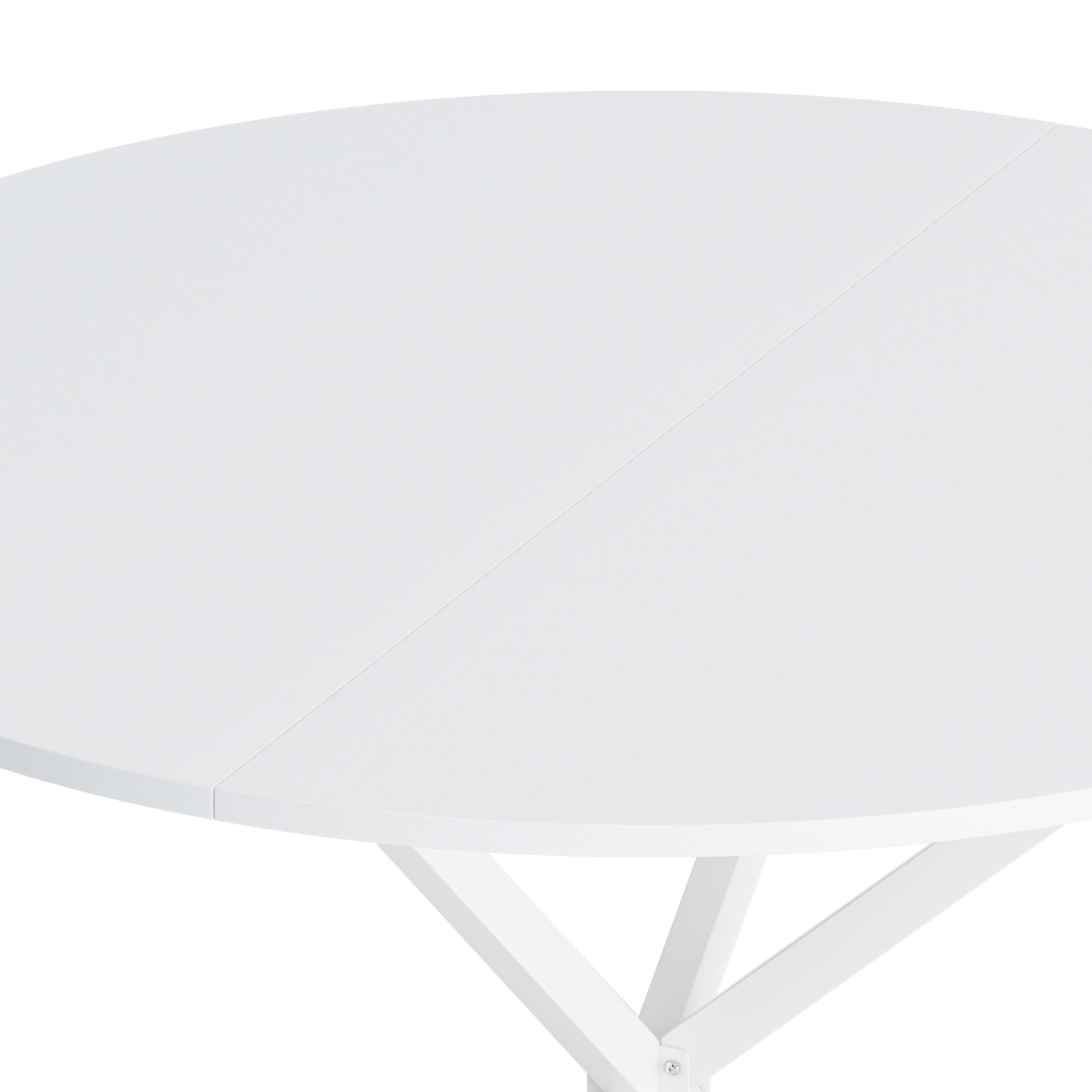 47.24'' Modern Cross Leg Round Dining Table, White Top Occasional Table, Two Piece Removable Top, Matte Finish Iron Legs