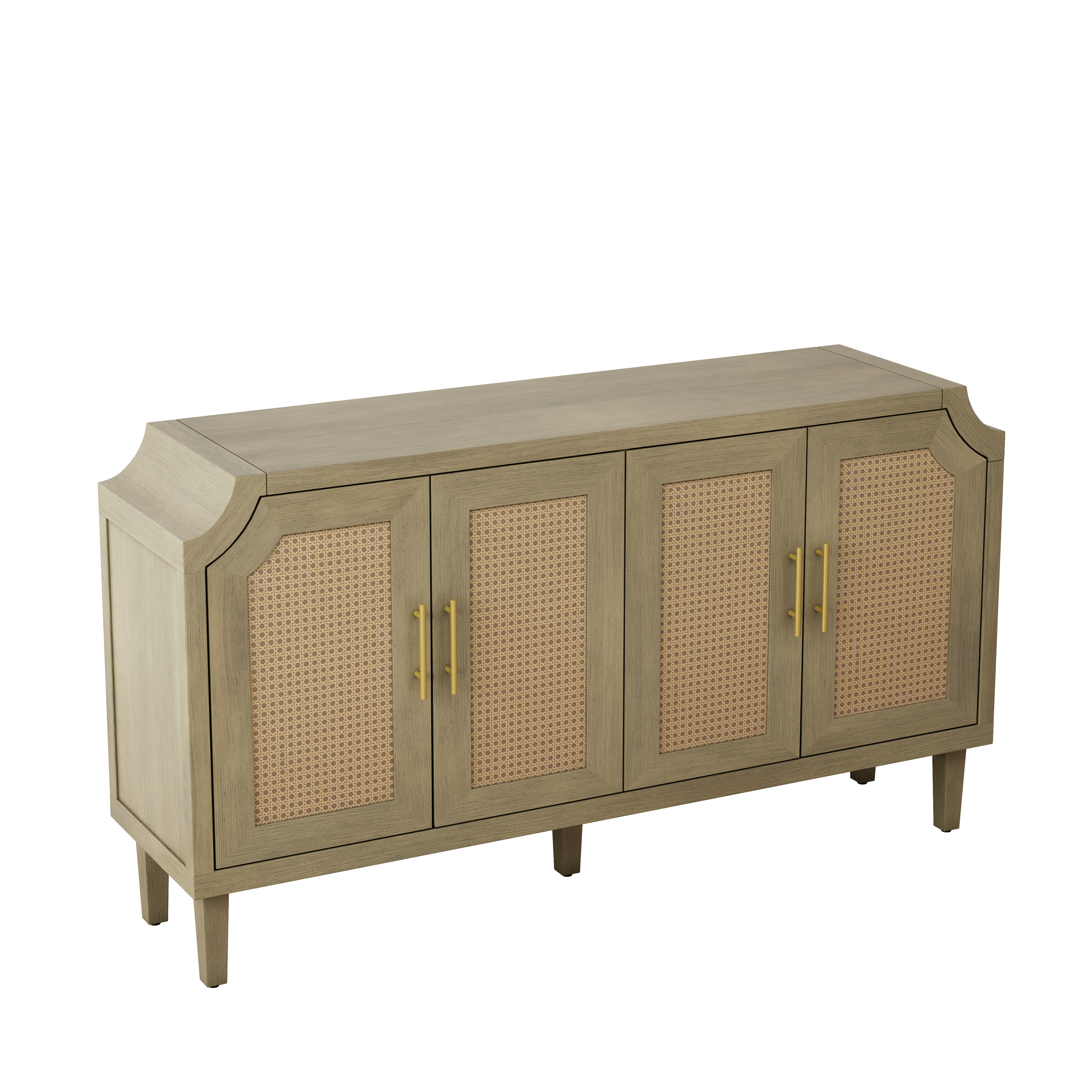 59.84"Modern 4-Door Cabinet with Rattan Decorative Doors,for Bedroom,Living Room,Office,Easy Assembly