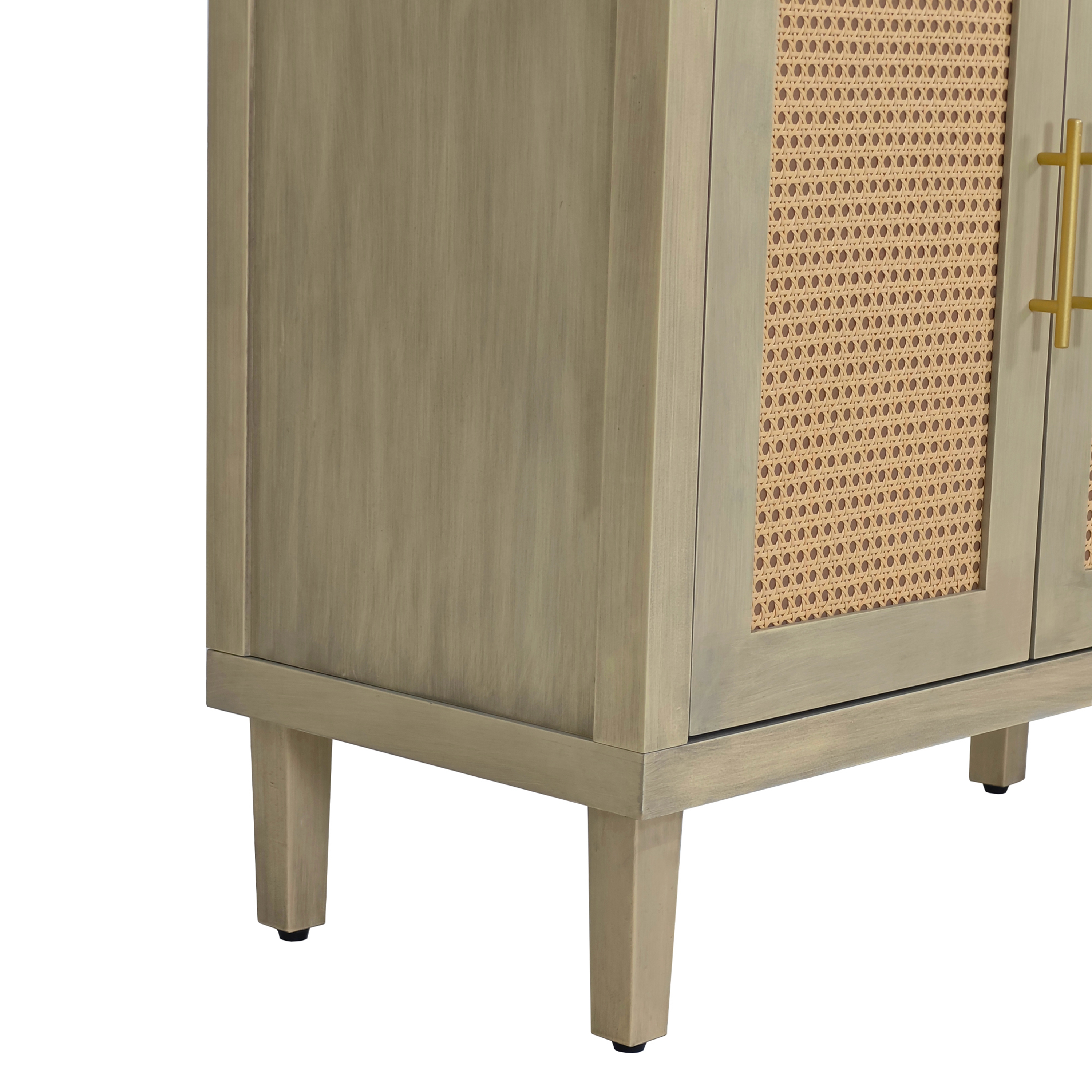 59.84"Modern 4-Door Cabinet with Rattan Decorative Doors,for Bedroom,Living Room,Office,Easy Assembly