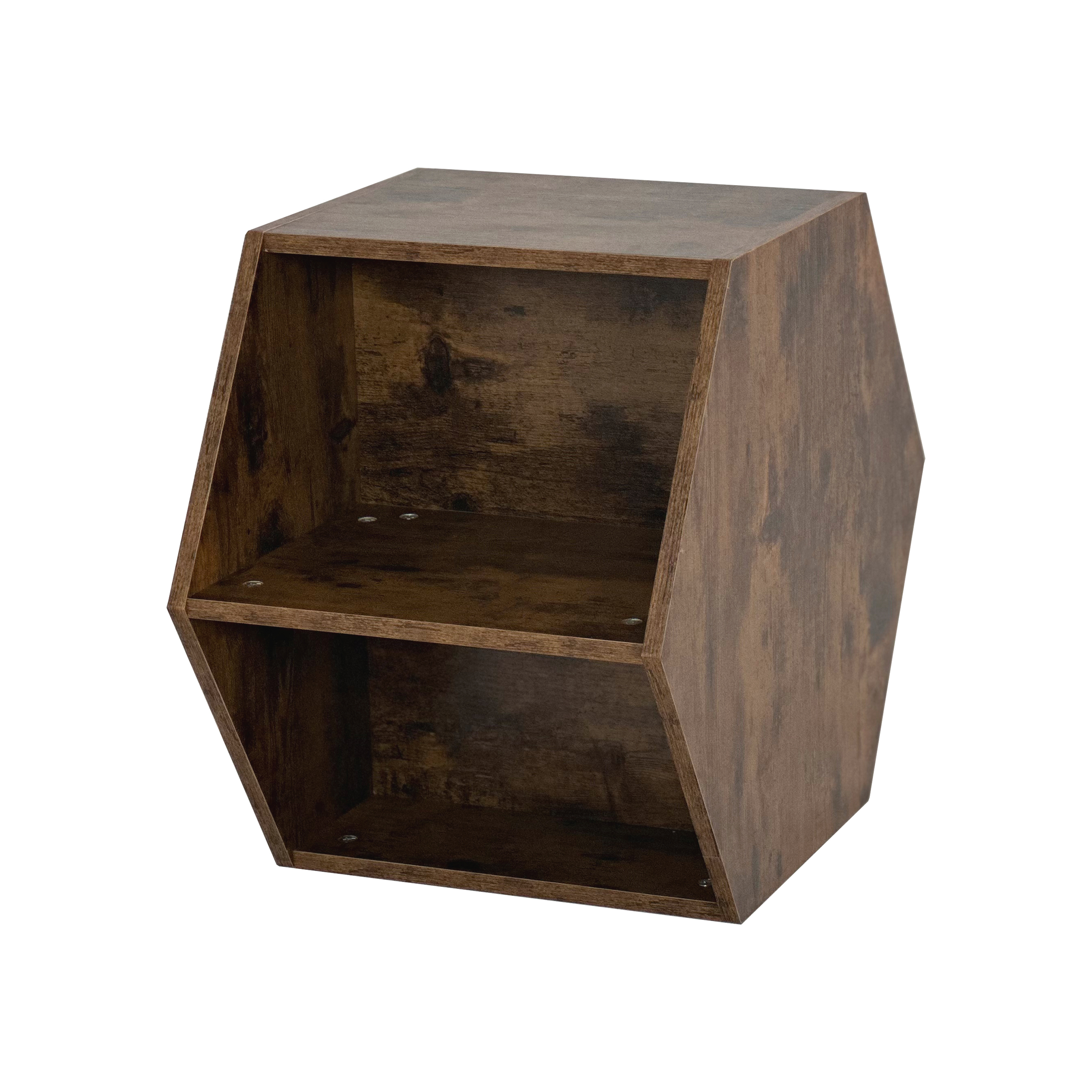 47.24'' Hexagonal Coffee Table Side Table Nightstand Antique Wood 2PCS